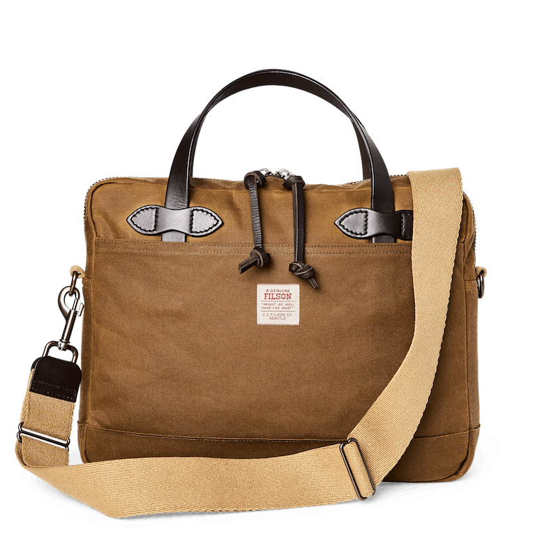 TIN CLOTH COMPACT BRIEFCASE - DARK TAN