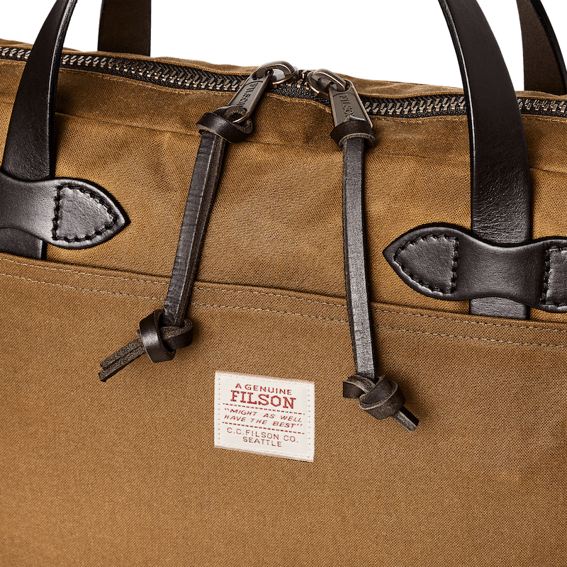 TIN CLOTH COMPACT BRIEFCASE - DARK TAN