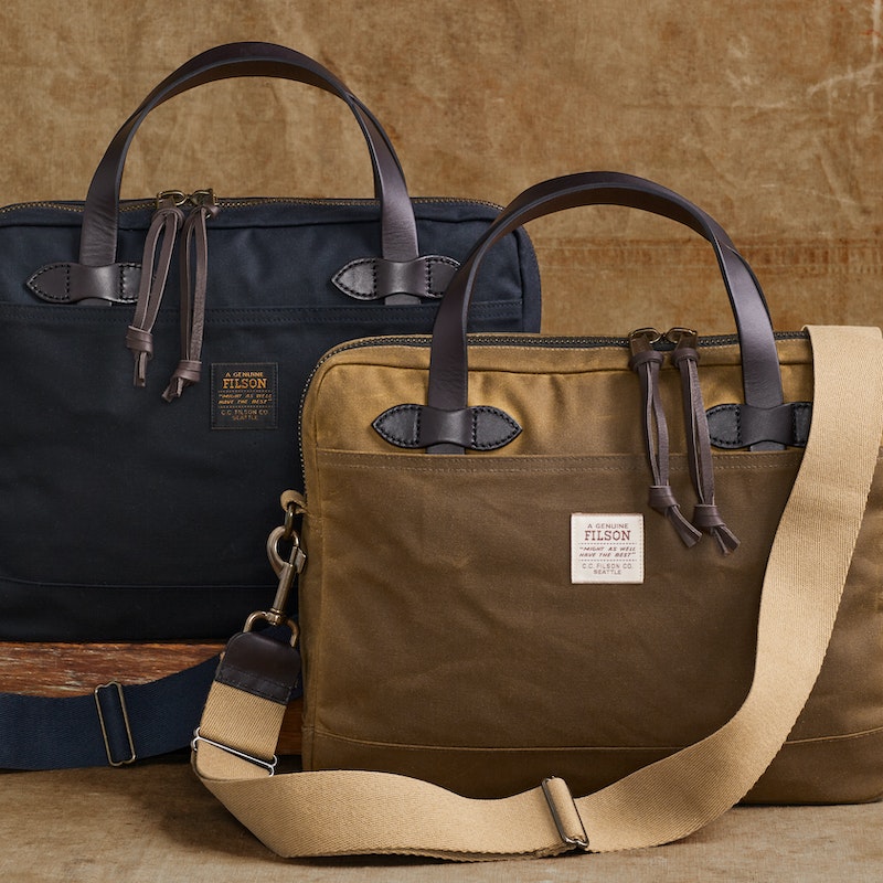 TIN CLOTH COMPACT BRIEFCASE - DARK TAN