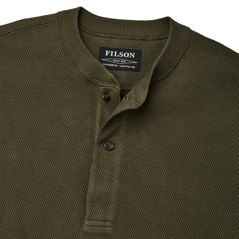 WAFFLE KNIT HENLEY - Mossrock