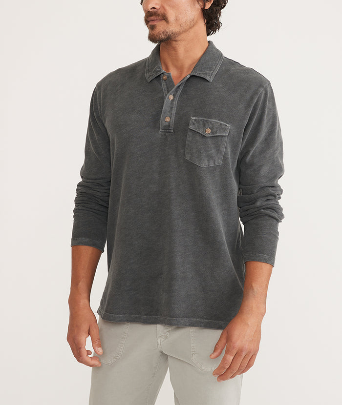 Vintage Heavy Slub Polo in Forged Iron