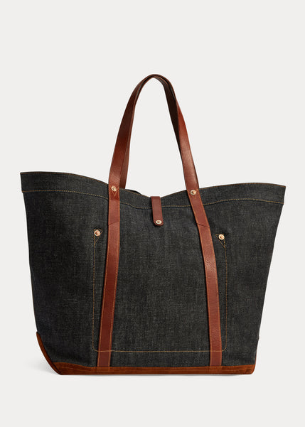 RRL Leather-Trim Denim Tote