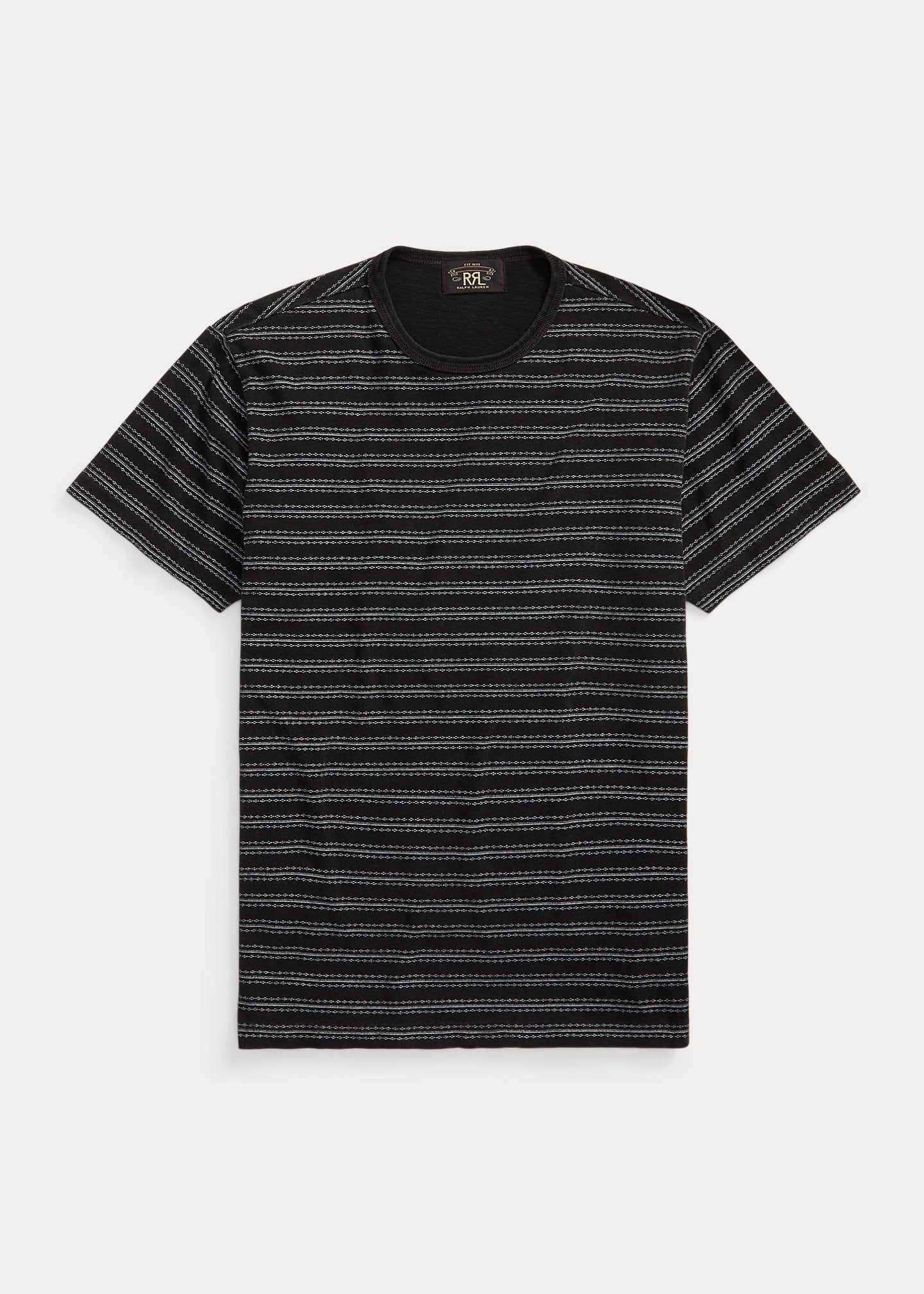 RRL Striped Jersey Crewneck T-Shirt - Black Multi