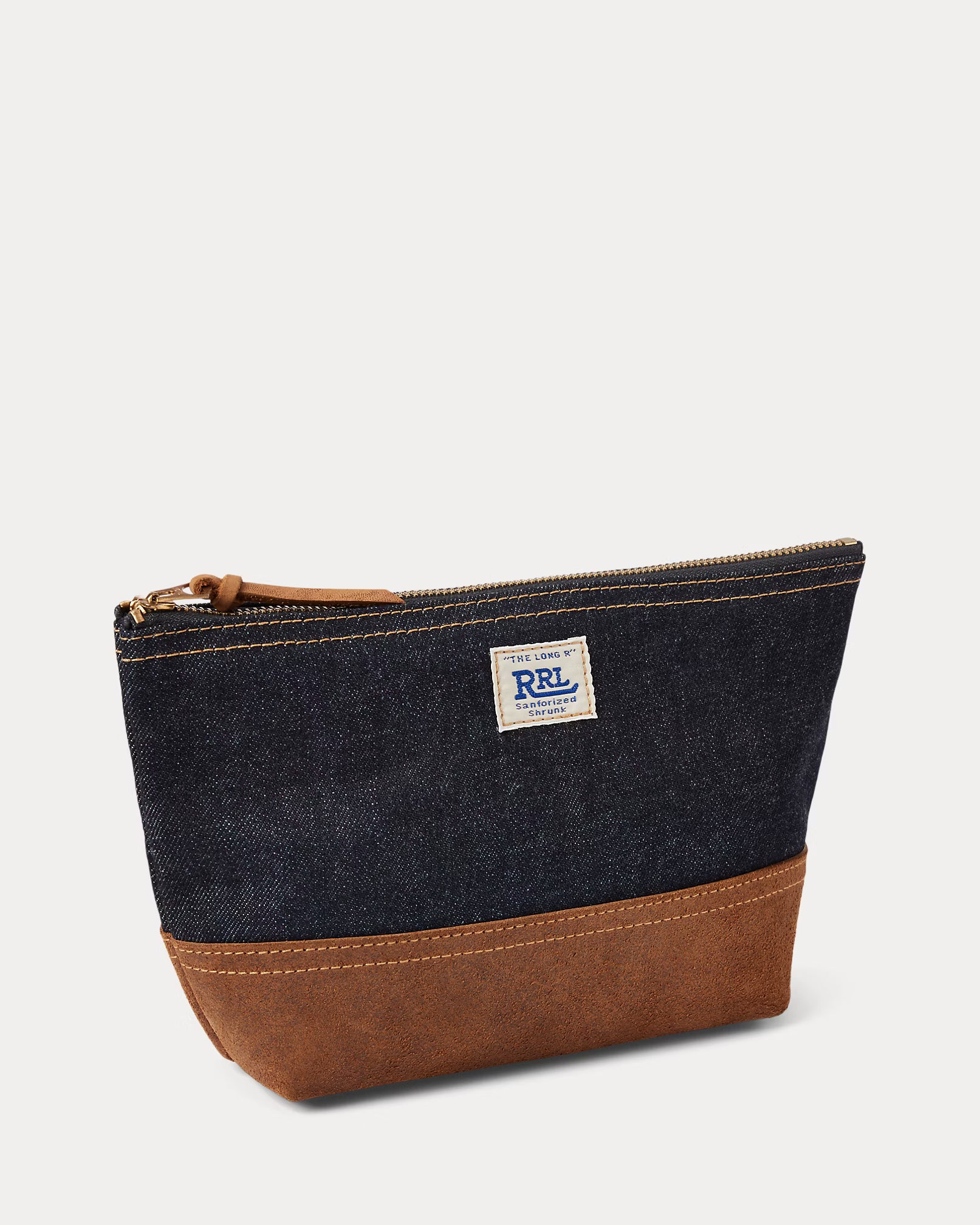 RRL Suede-Trim Indigo Denim Pouch