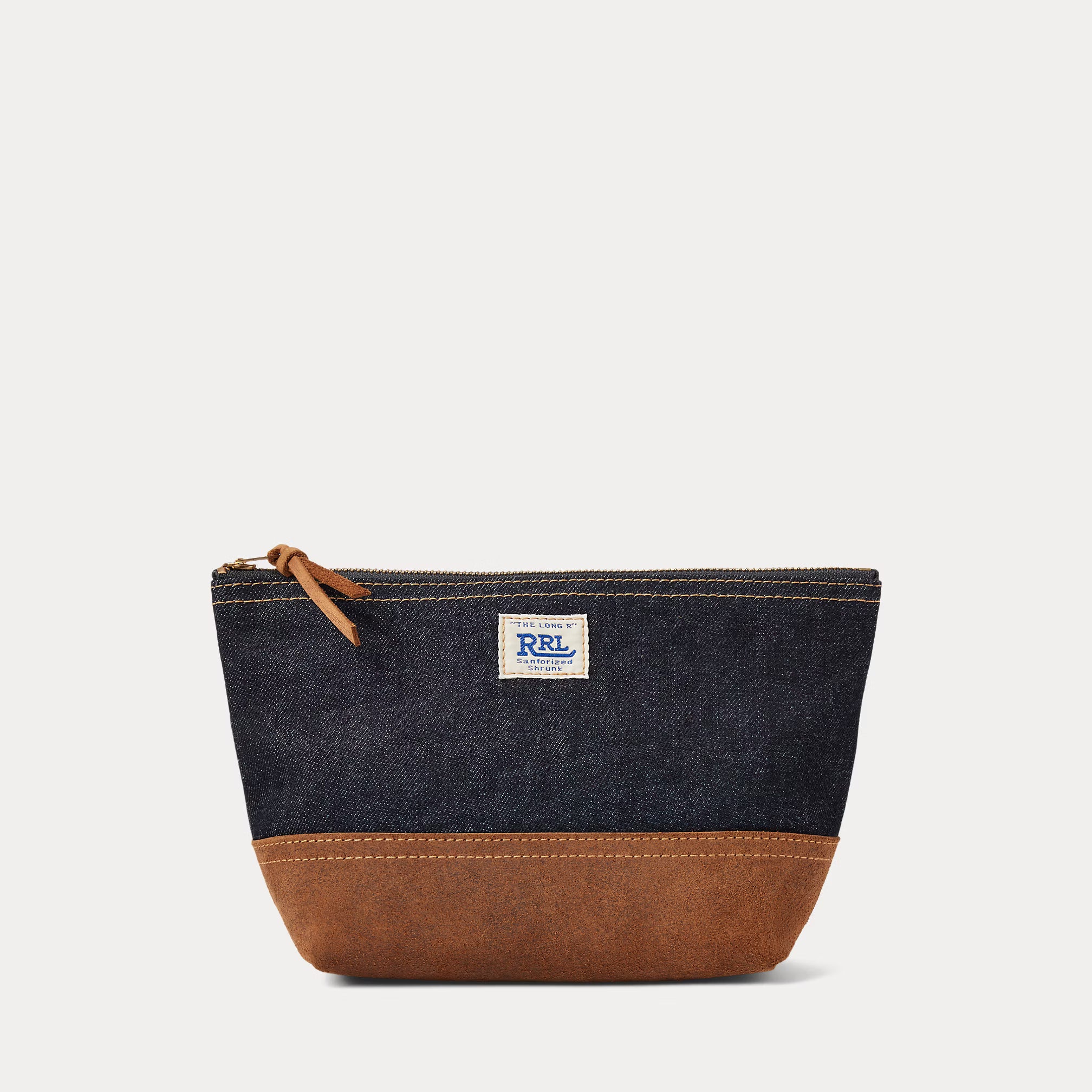 RRL Suede-Trim Indigo Denim Pouch