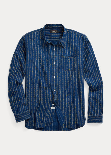 RRl Indigo Print Woven Workshirt