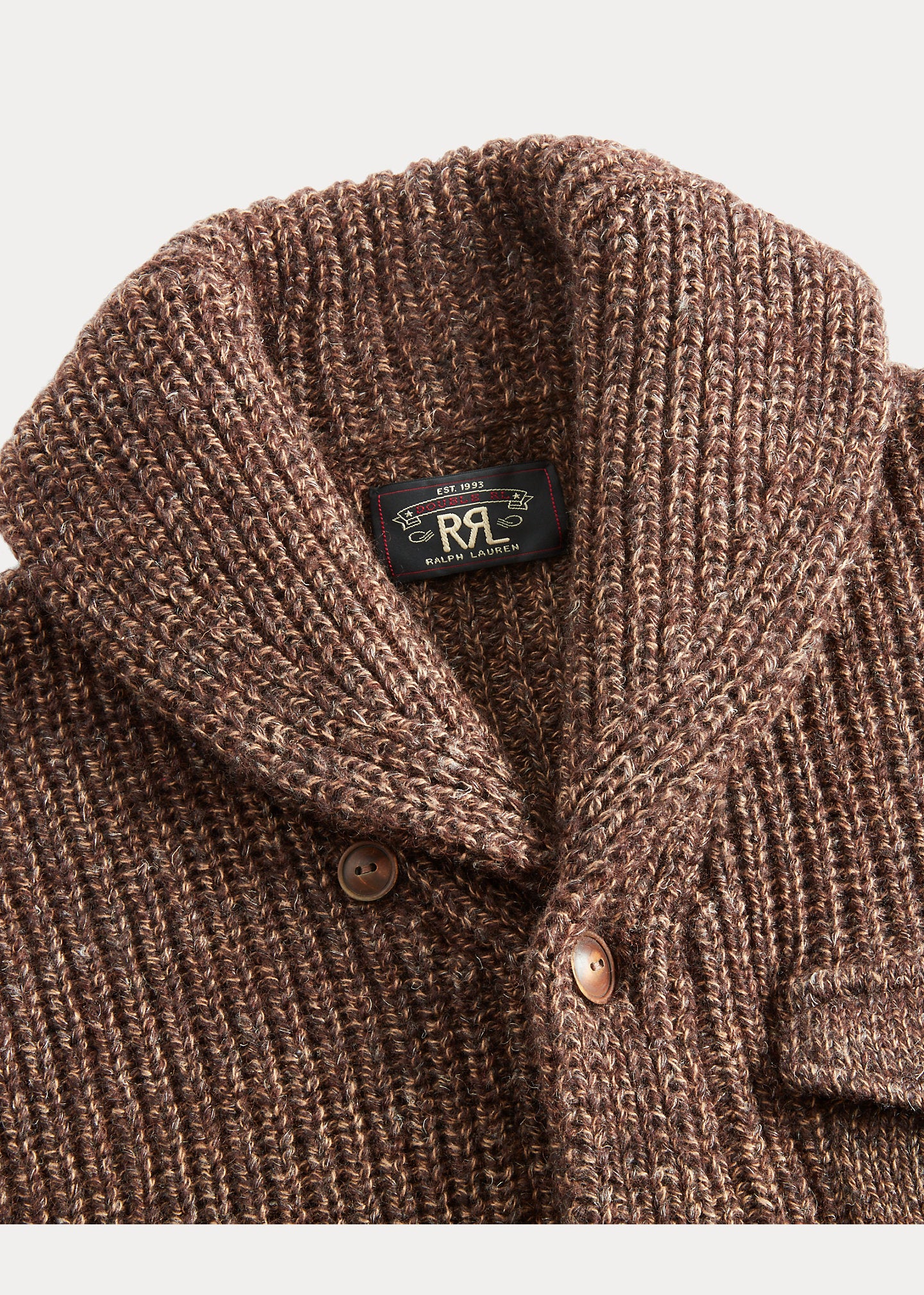 RRL Suede-Trim Marled Shawl Cardigan