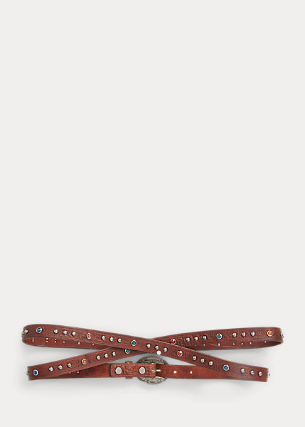 RRL Tooled Leather Double-Wrap Belt