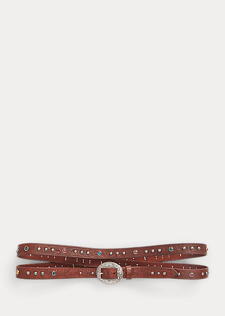 RRL Tooled Leather Double-Wrap Belt