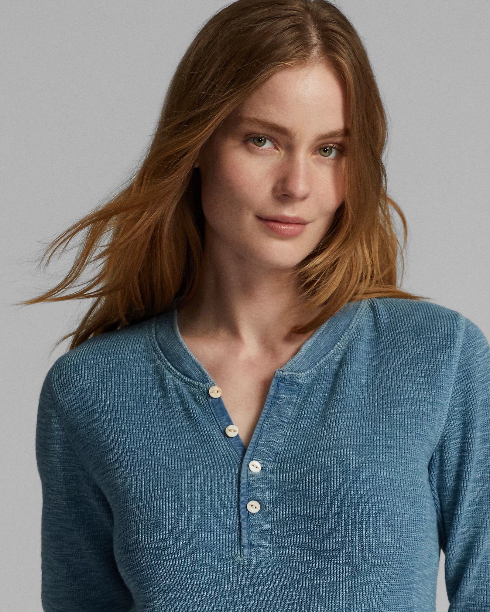RRL Stretch-Cotton Waffle Henley - Women