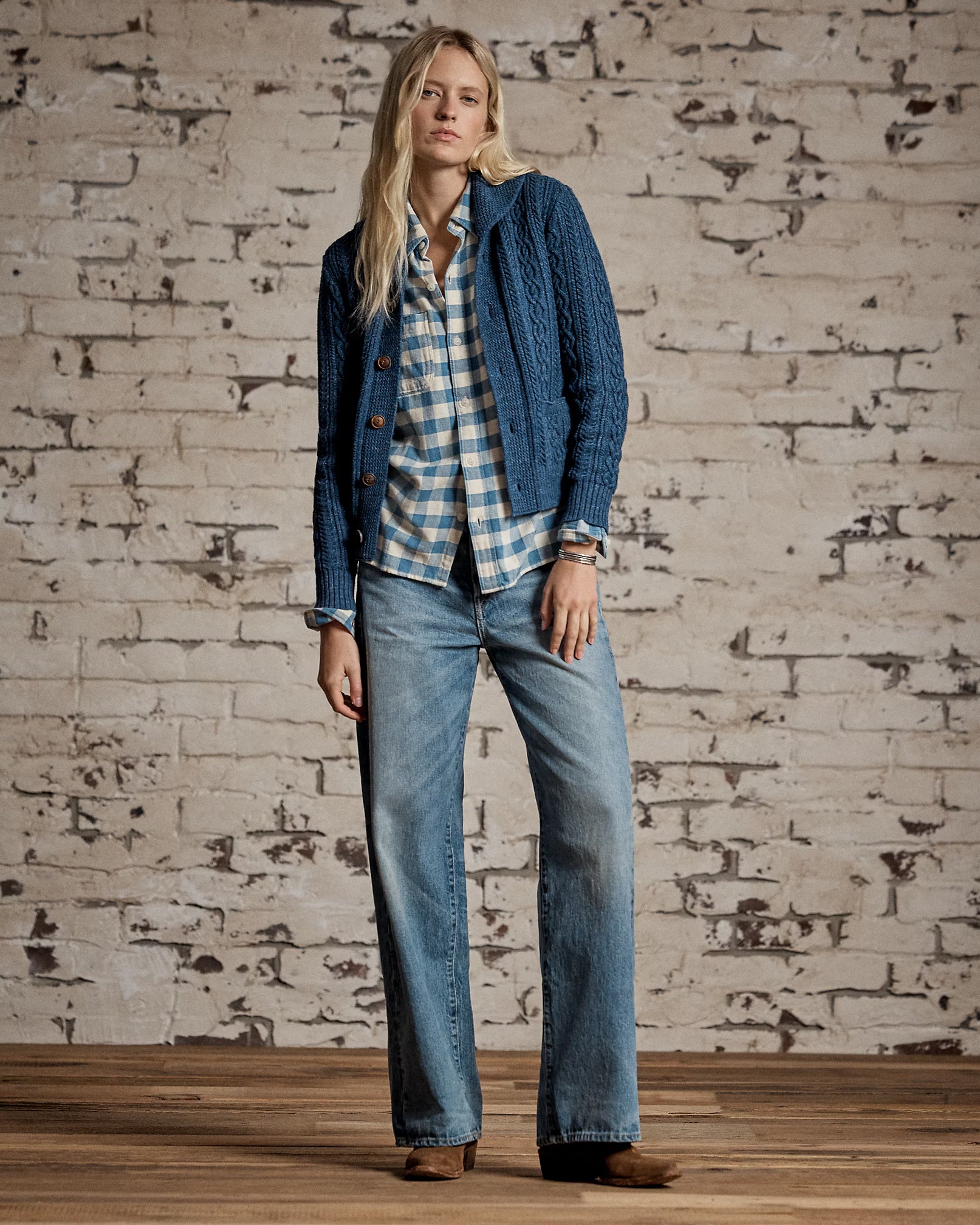 RRL Cable Cotton-Wool Shawl Cardigan for Women
