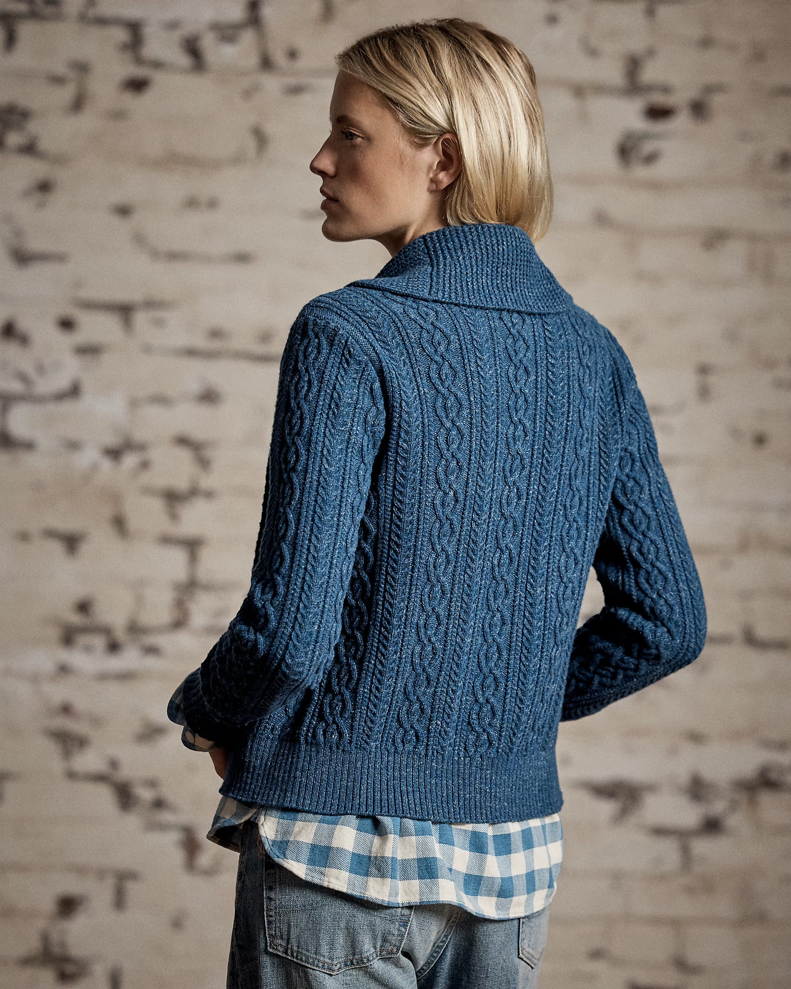 RRL Cable Cotton-Wool Shawl Cardigan for Women