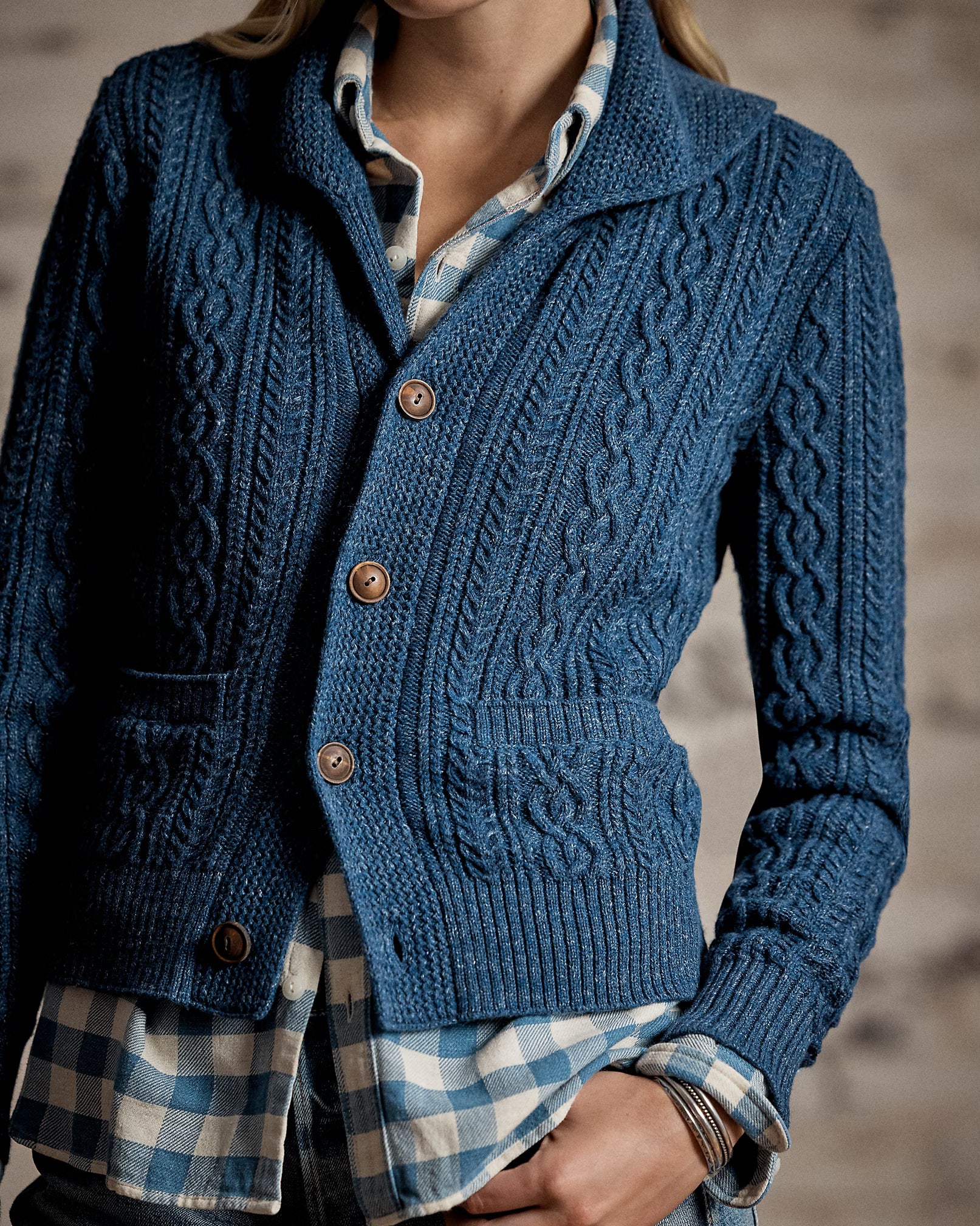 RRL Cable Cotton-Wool Shawl Cardigan for Women