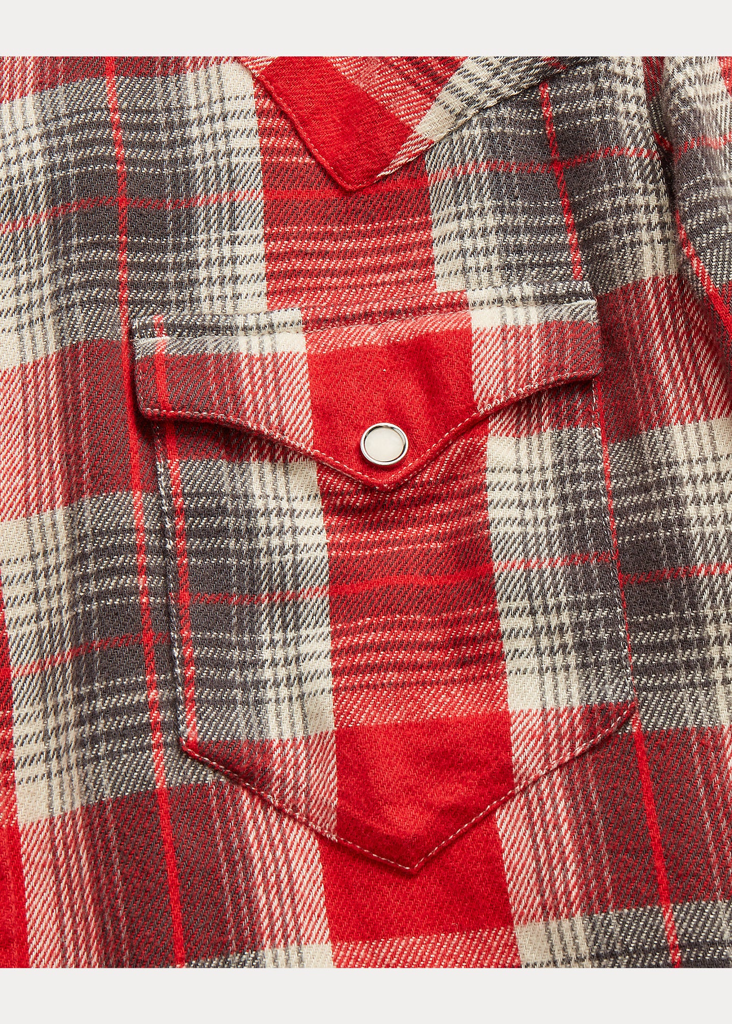 RRL Slim Fit Plaid Twill Western Shirt - Red/Grey