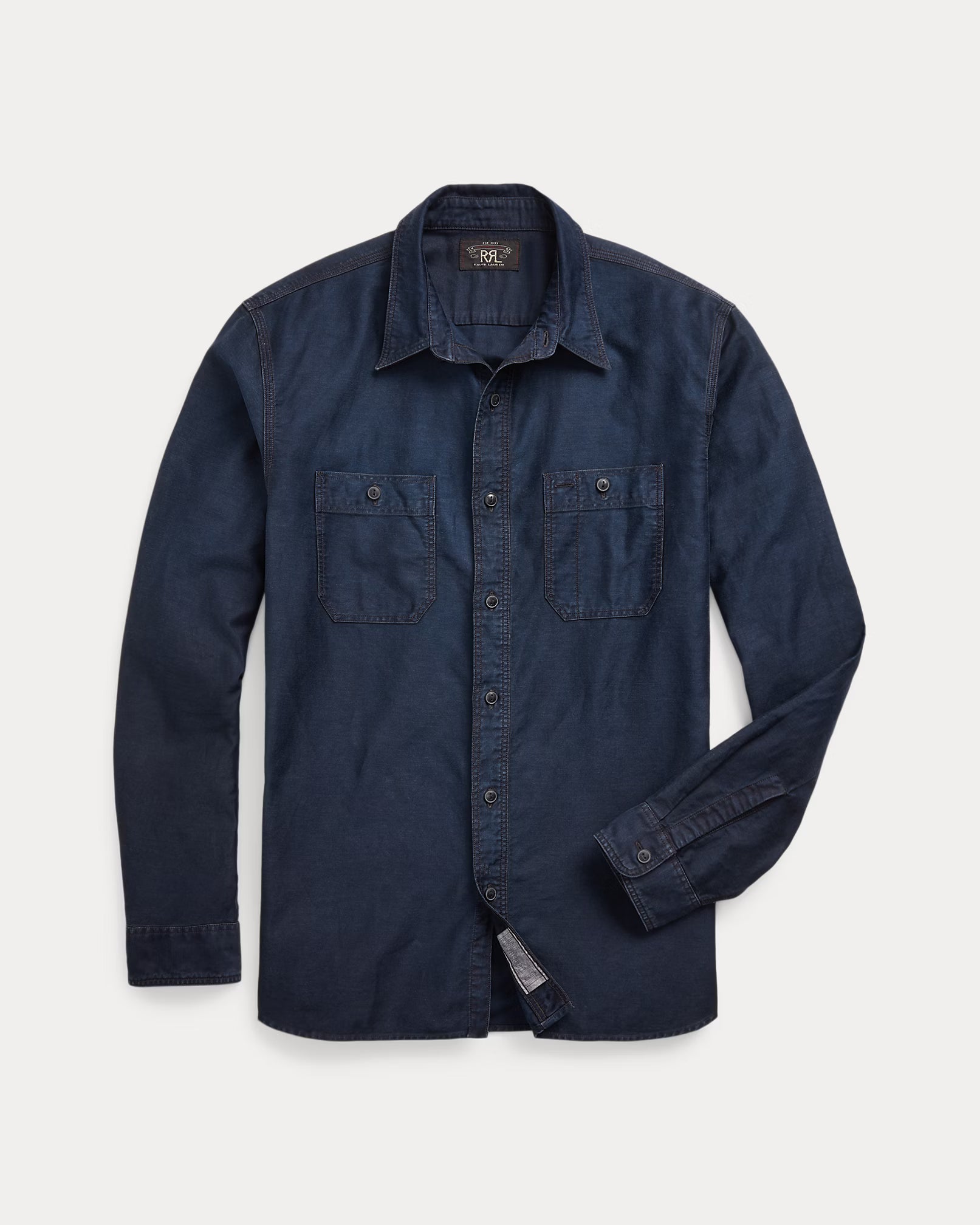 RRL Indigo Cotton-Linen Sateen Workshirt