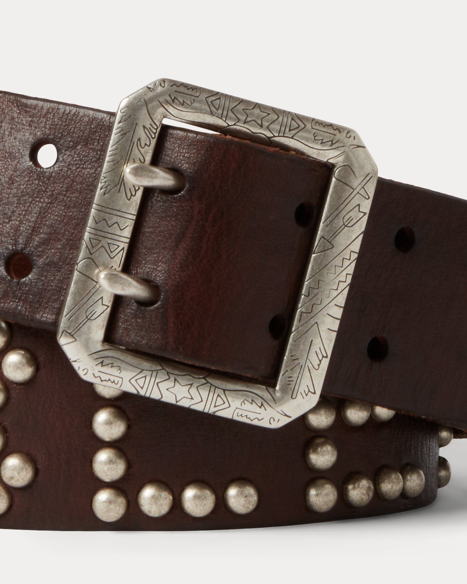 RRL Studded-Logo Leather Belt