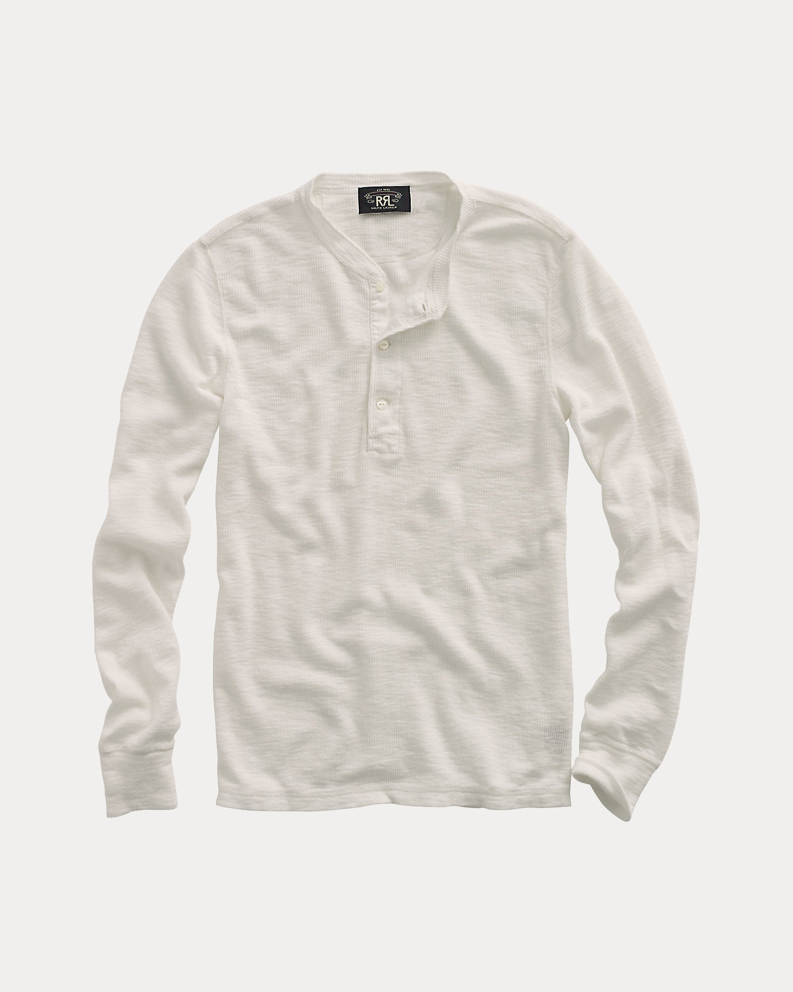 RRL Waffle-Knit Henley Shirt - Paper White