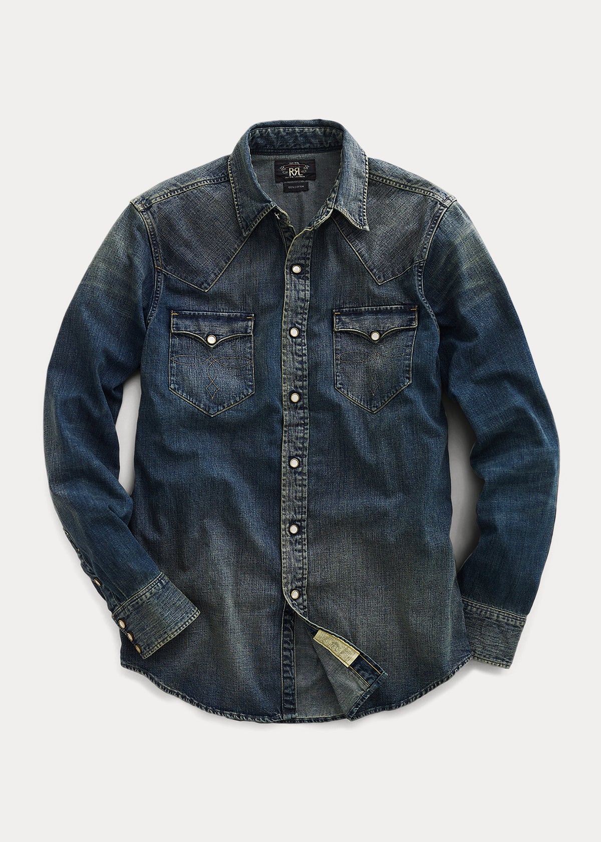 RRL Slim Fit Denim Western Shirt