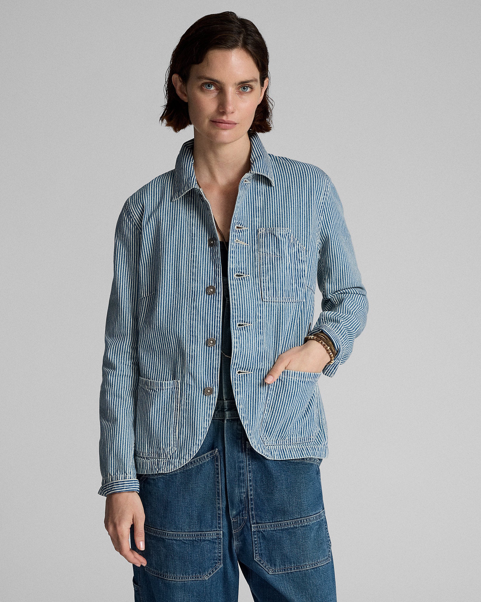 RRL Indigo Striped Twill Work Jacket
