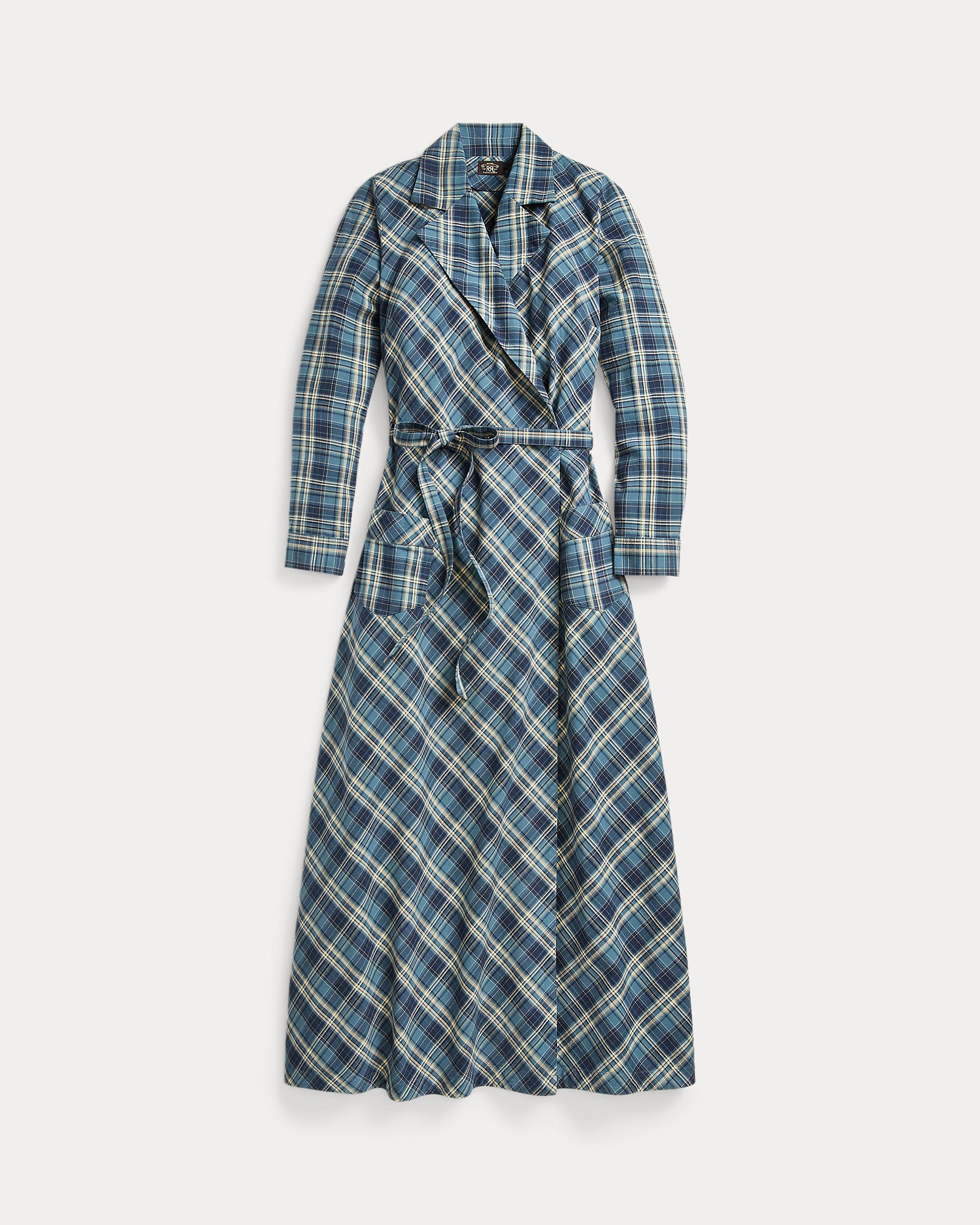 Ralph Lauren Women's Plaid Cotton Wrap Dress - Size 4 in Indigo/Tan Ralph Lauren Women's Plaid Cotton Wrap Dress - Size 4 in Indigo/Tan