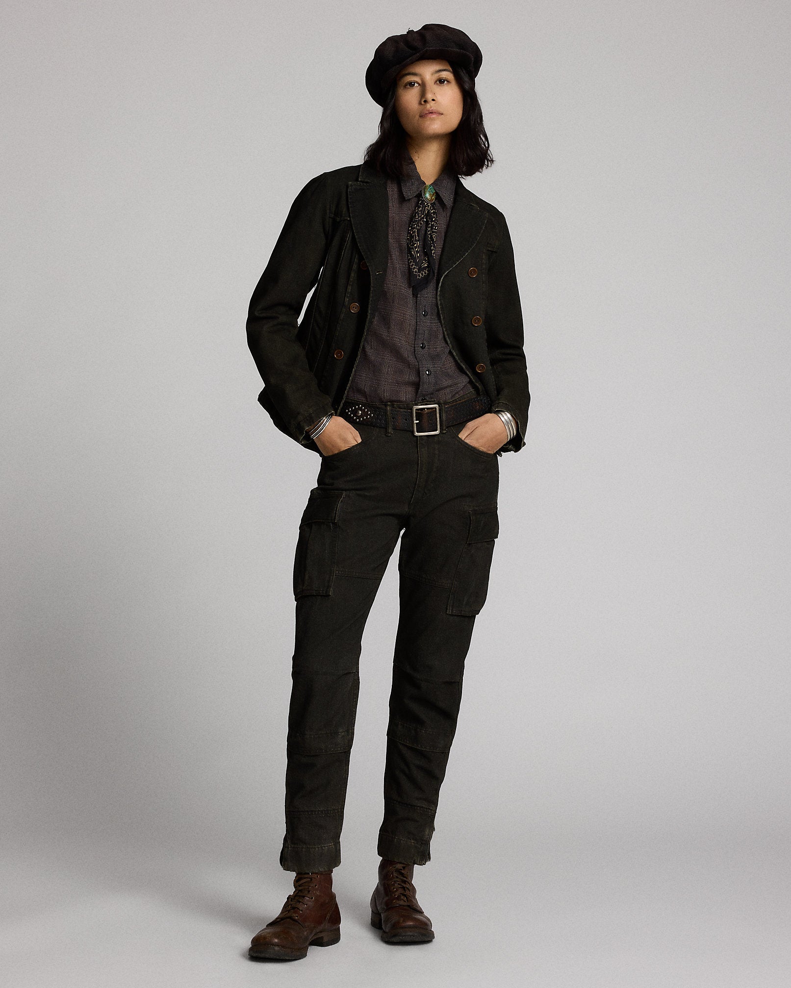 RRL Double-Breasted Black Denim Jacket