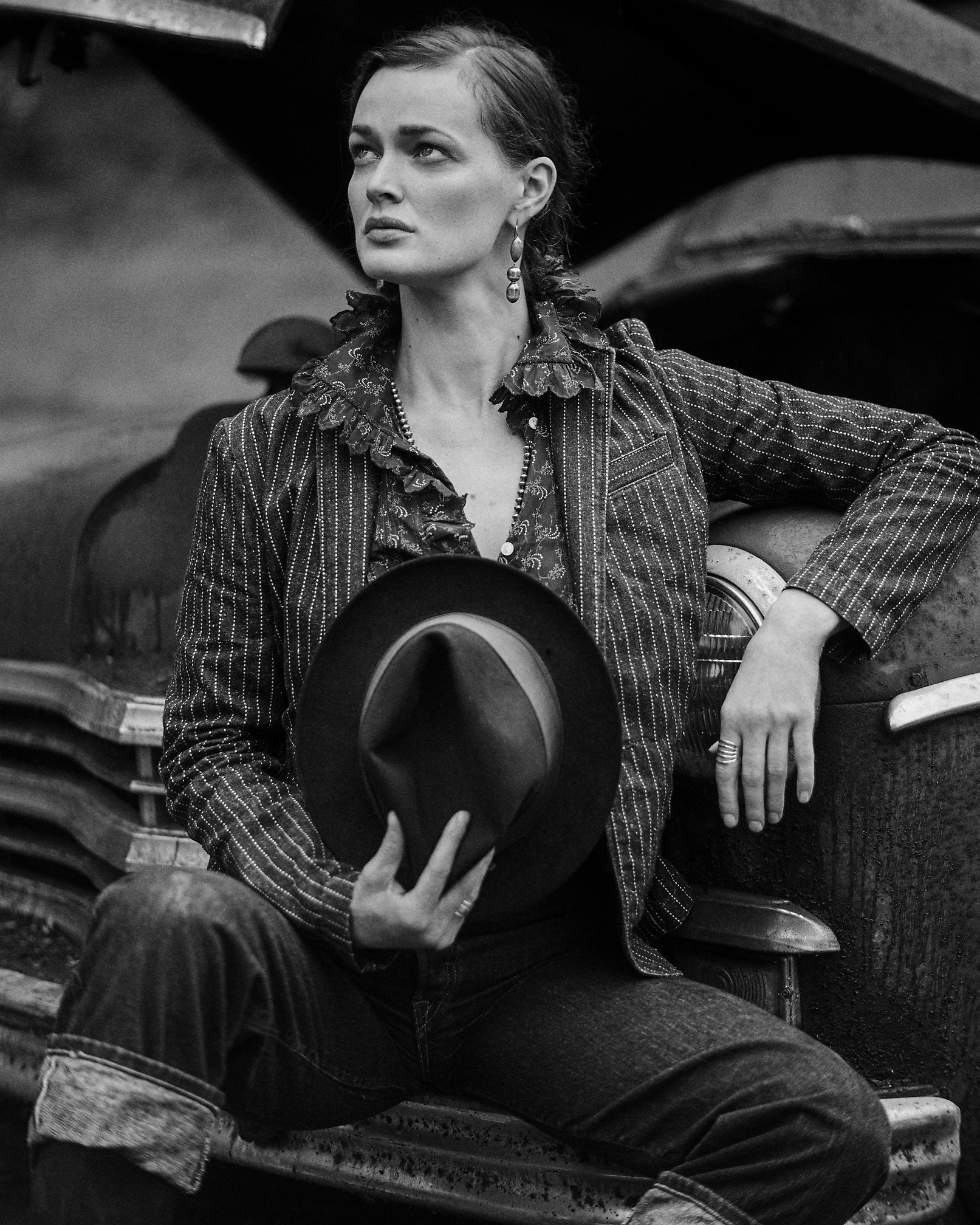 RRL Indigo Dot-Stripe Denim Blazer