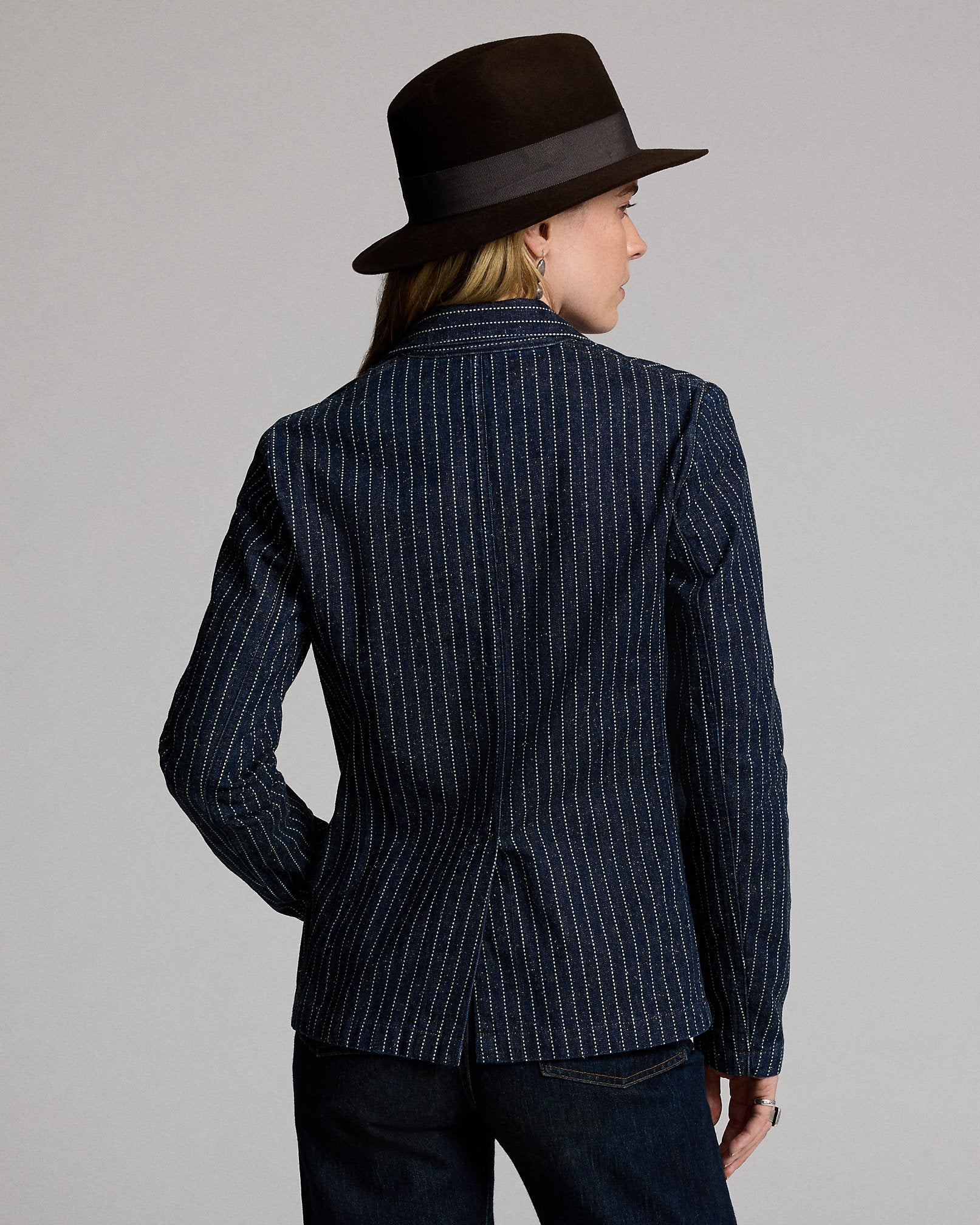 RRL Indigo Dot-Stripe Denim Blazer