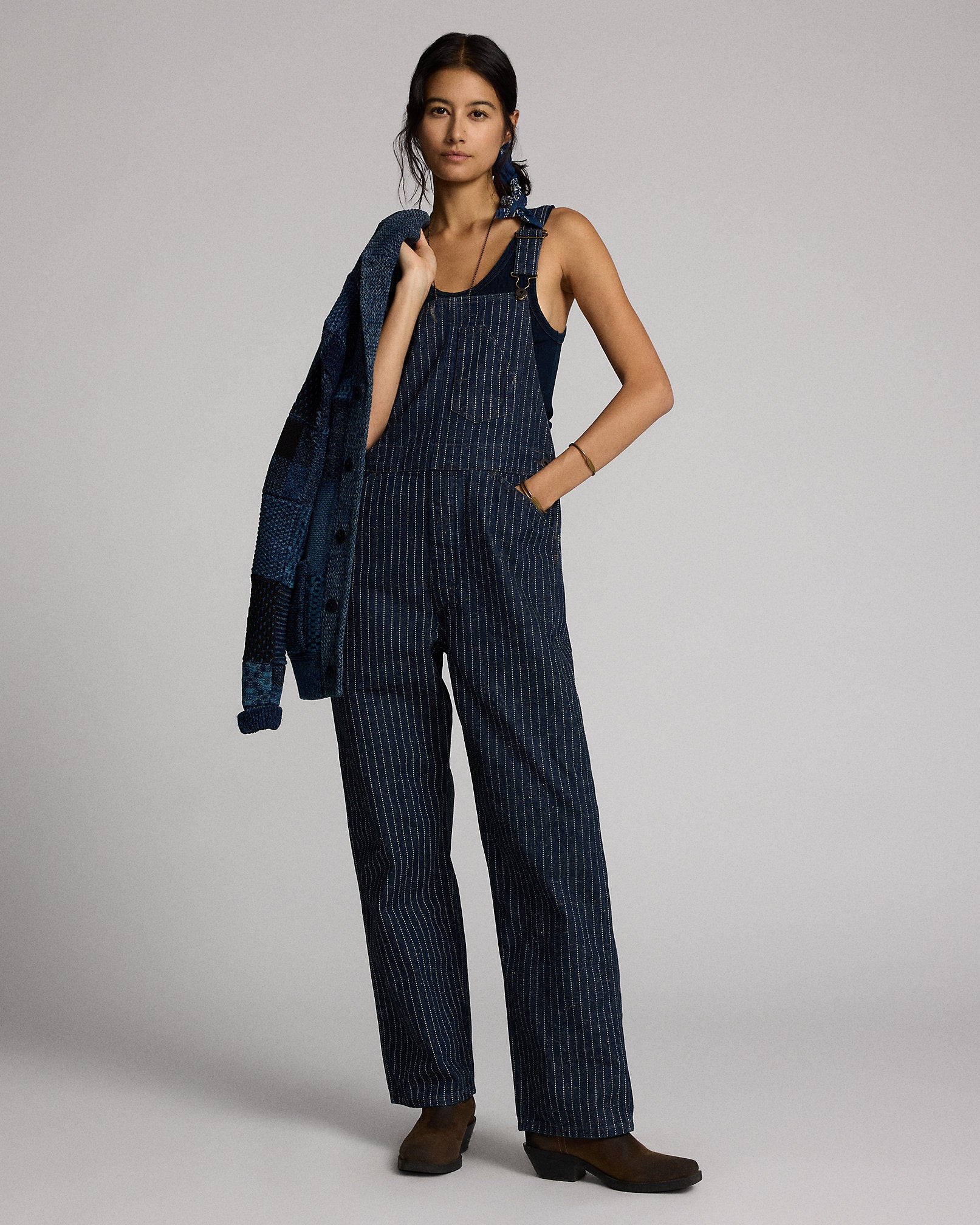RRL Indigo Dot-Stripe Denim Overall