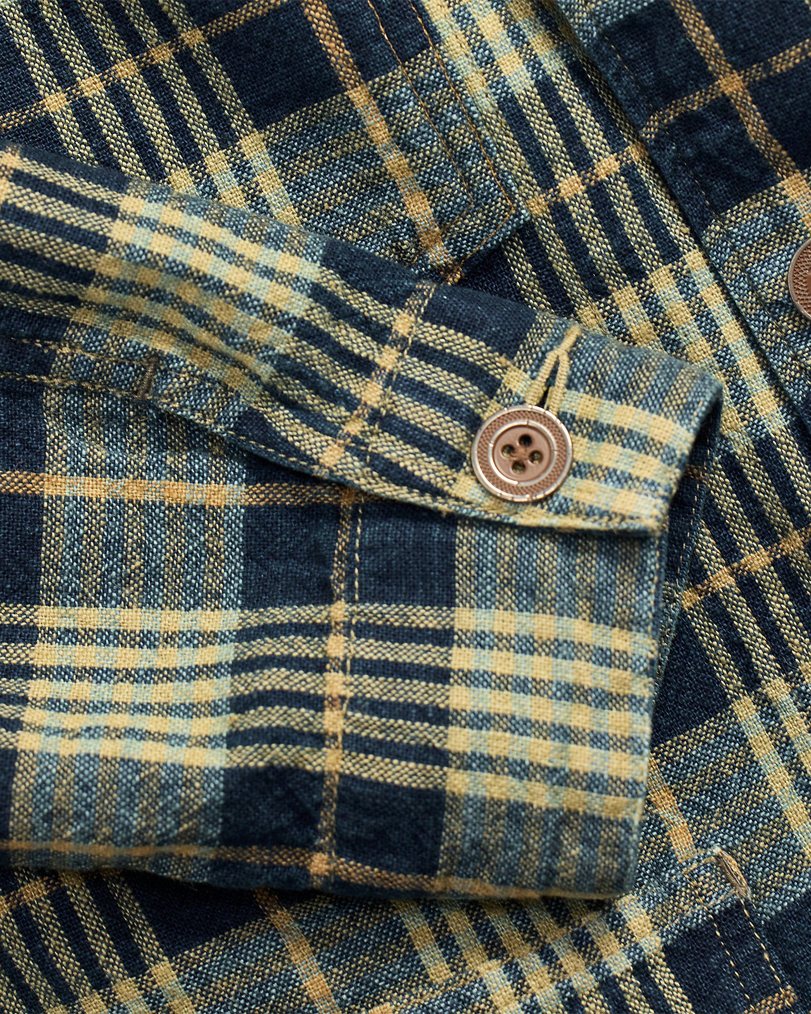 RRL Indigo Plaid Cotton-Linen Work Jacket