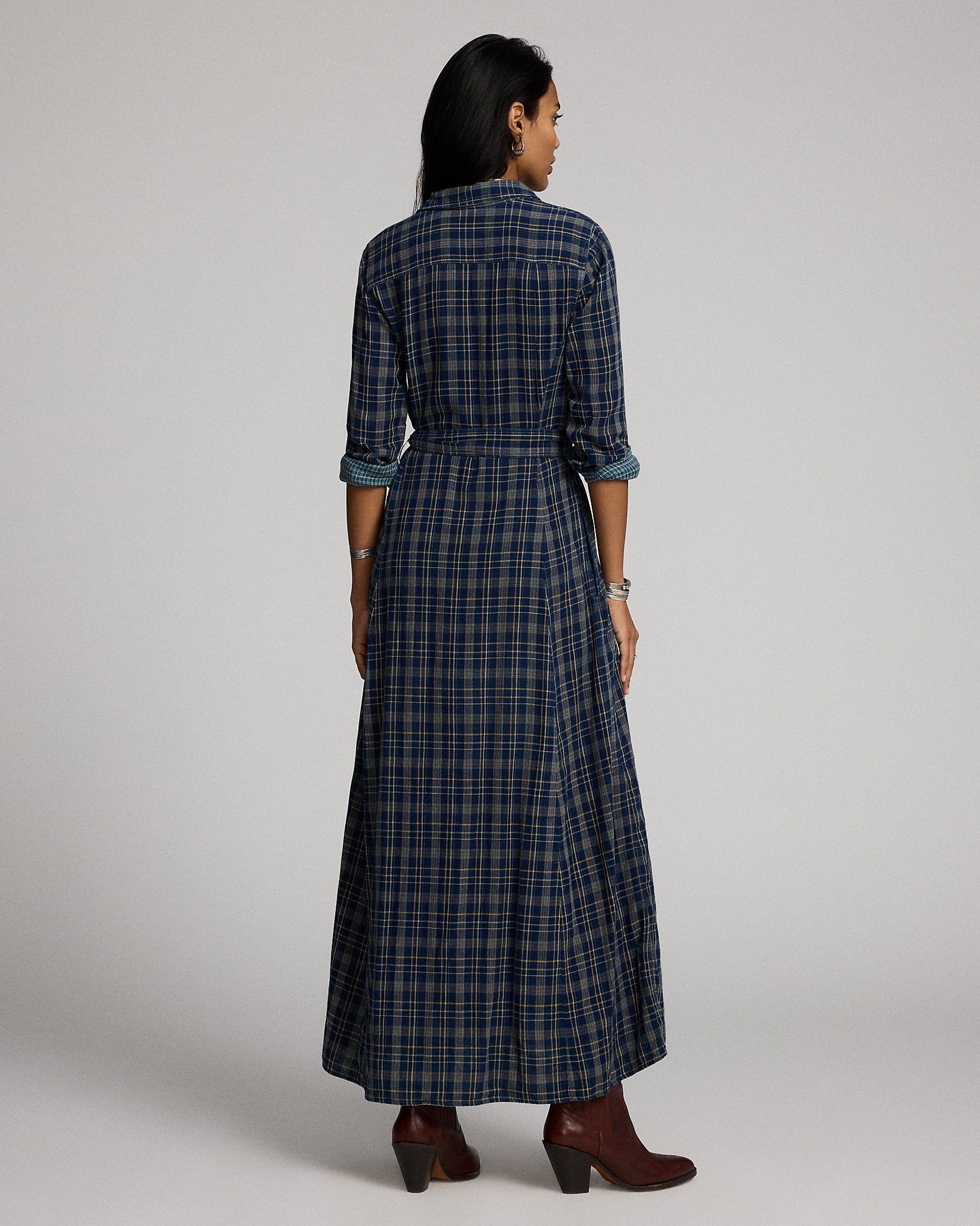 RRL Indigo Plaid Double-Faced Shirtdress