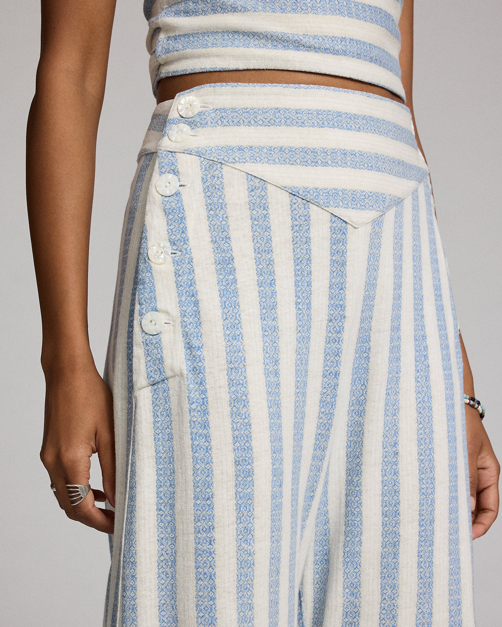RRL Striped Linen-Cotton Jersey Pant