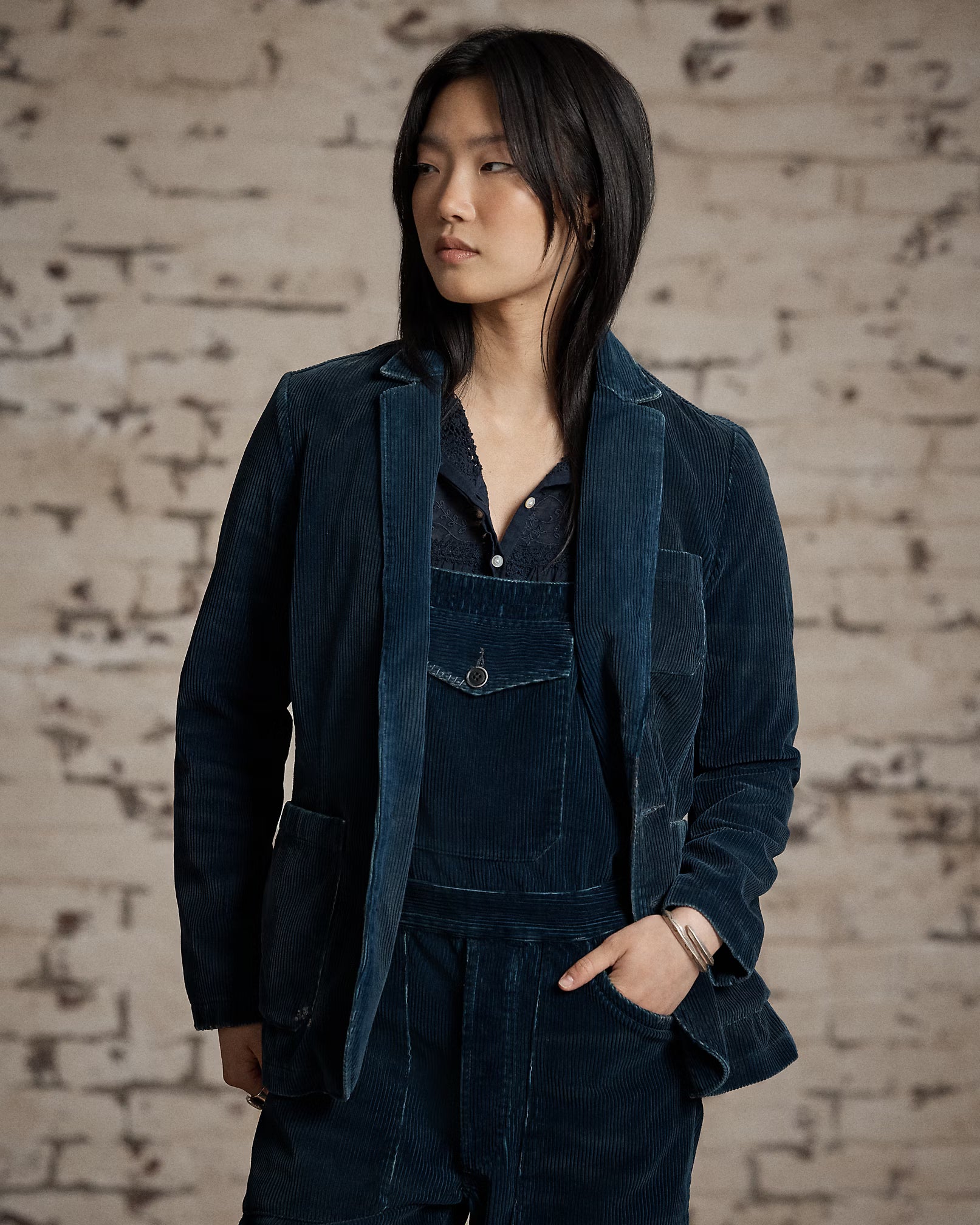 RRL Repaired Indigo Corduroy Blazer
