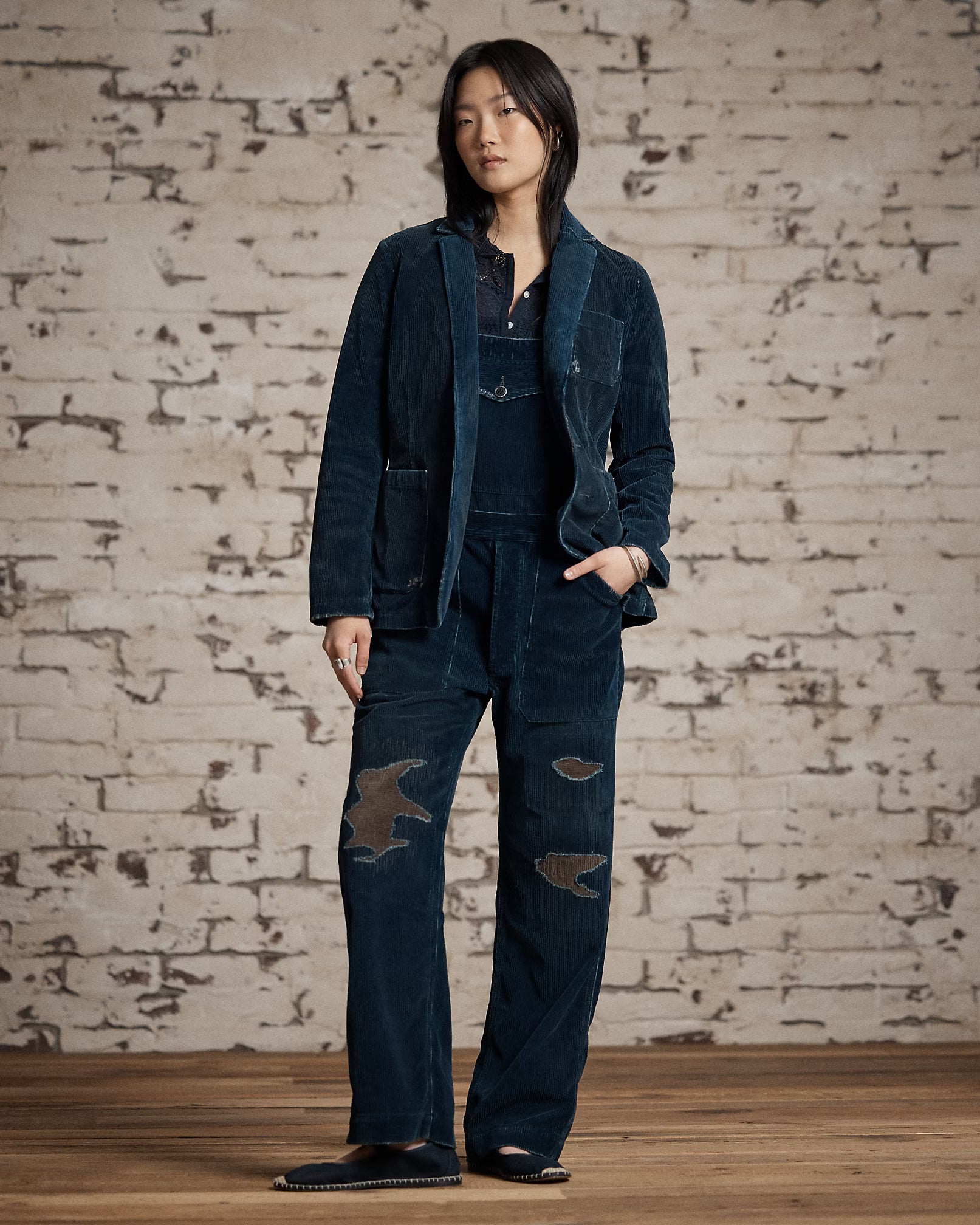 RRL Repaired Indigo Corduroy Blazer