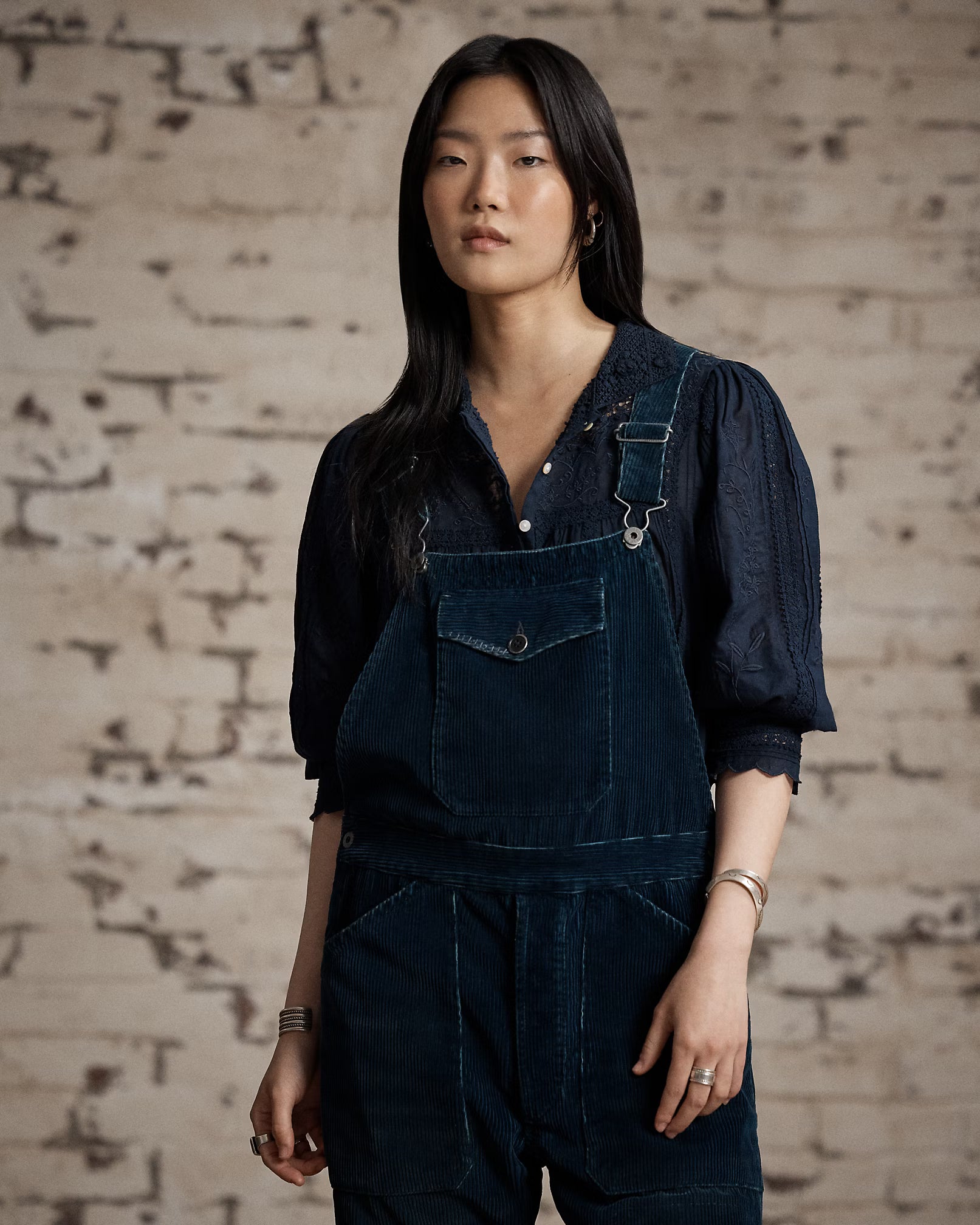 RRL Repaired Indigo Corduroy Overall