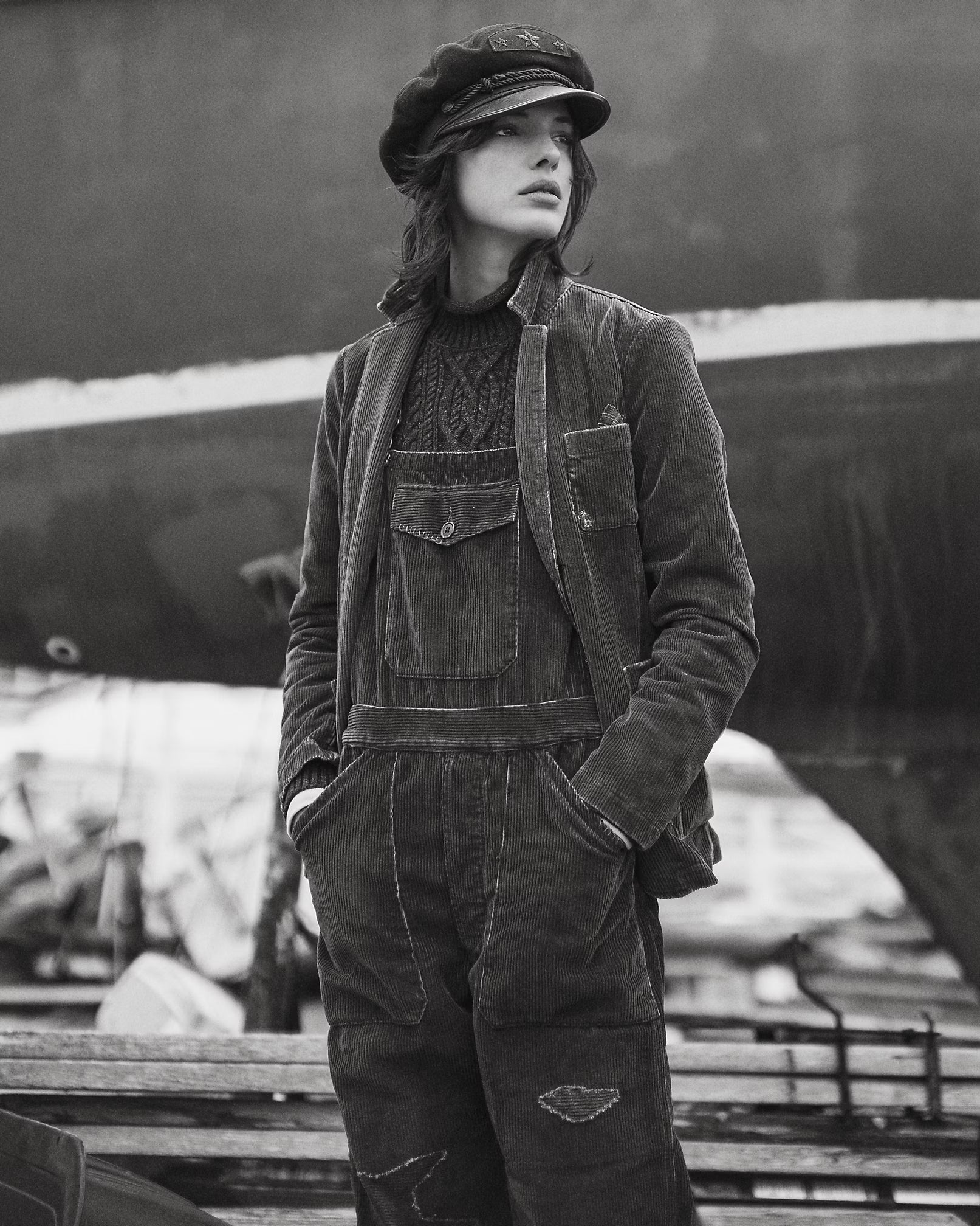 RRL Repaired Indigo Corduroy Overall