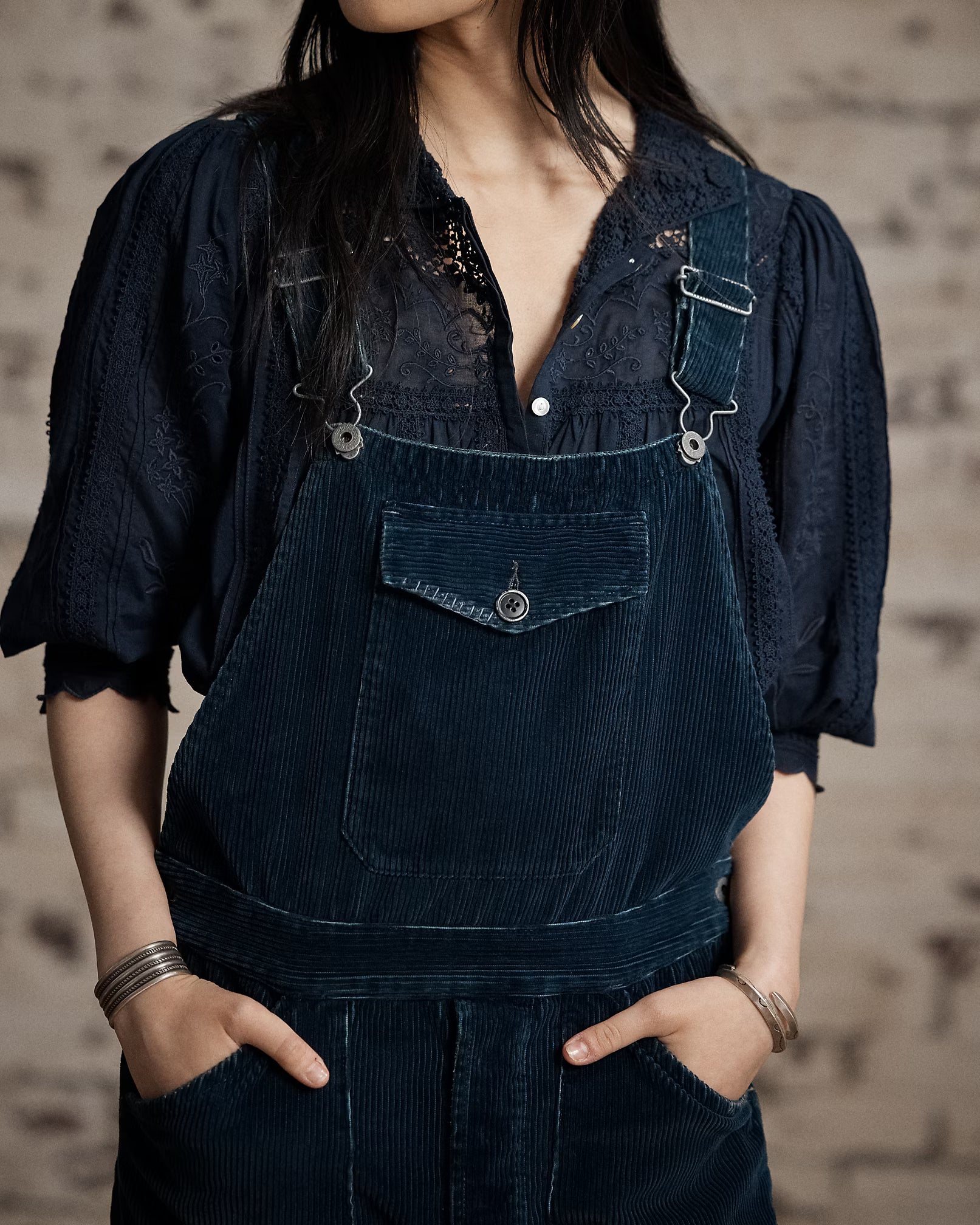 RRL Repaired Indigo Corduroy Overall