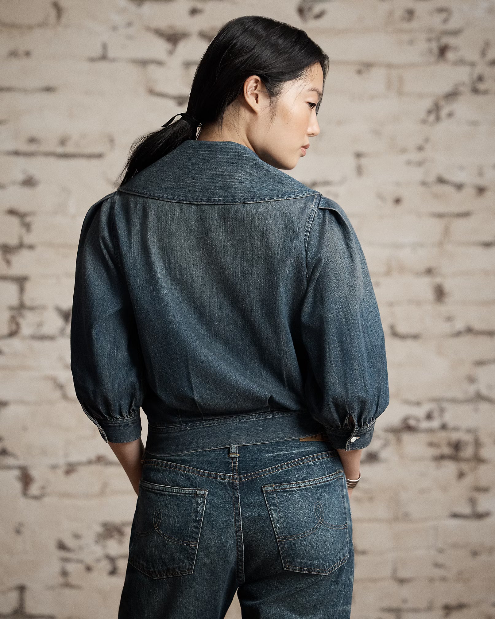 RRL Indigo Denim Wrap Blouse