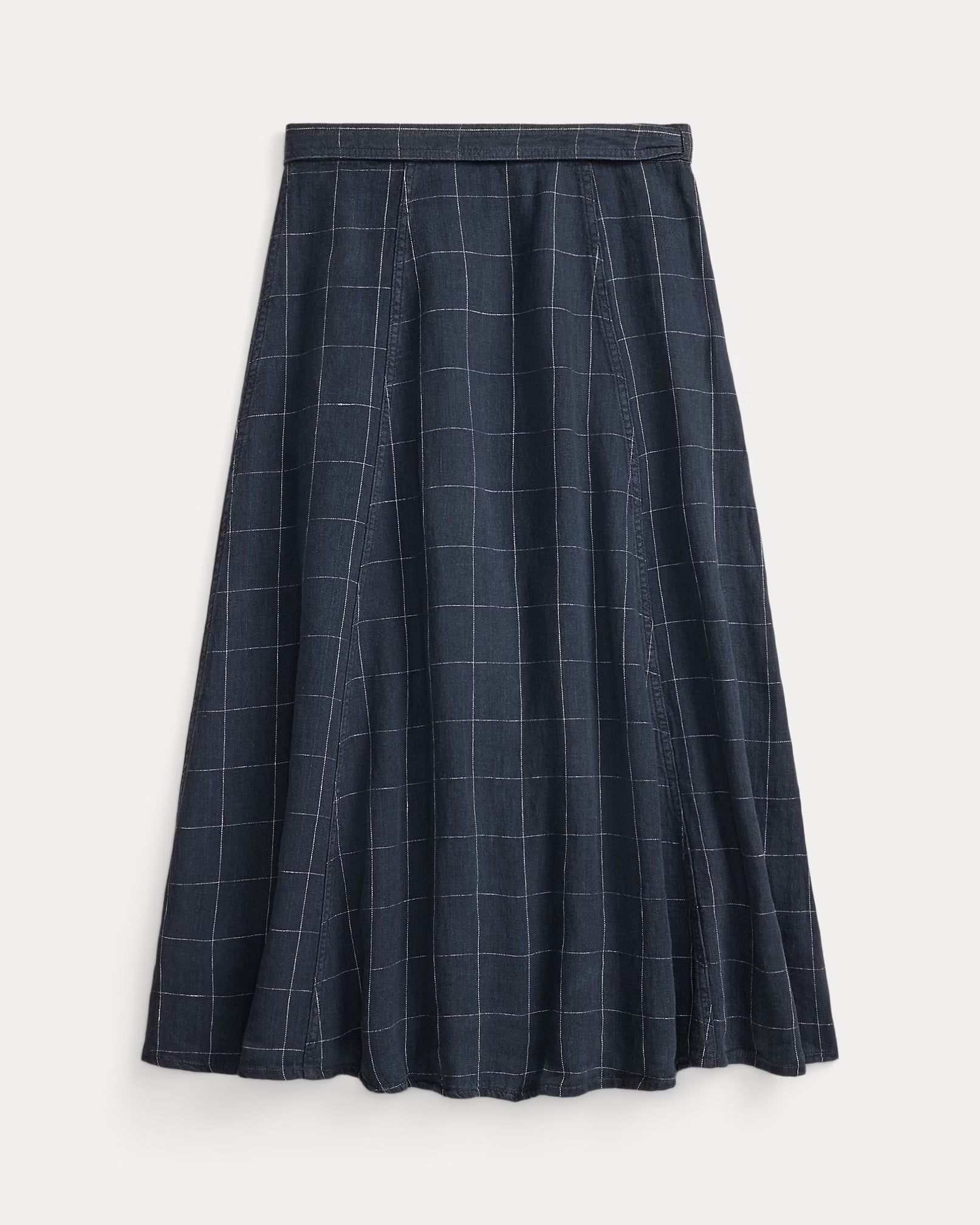 RRL Indigo Windowpane Linen Wrap Skirt