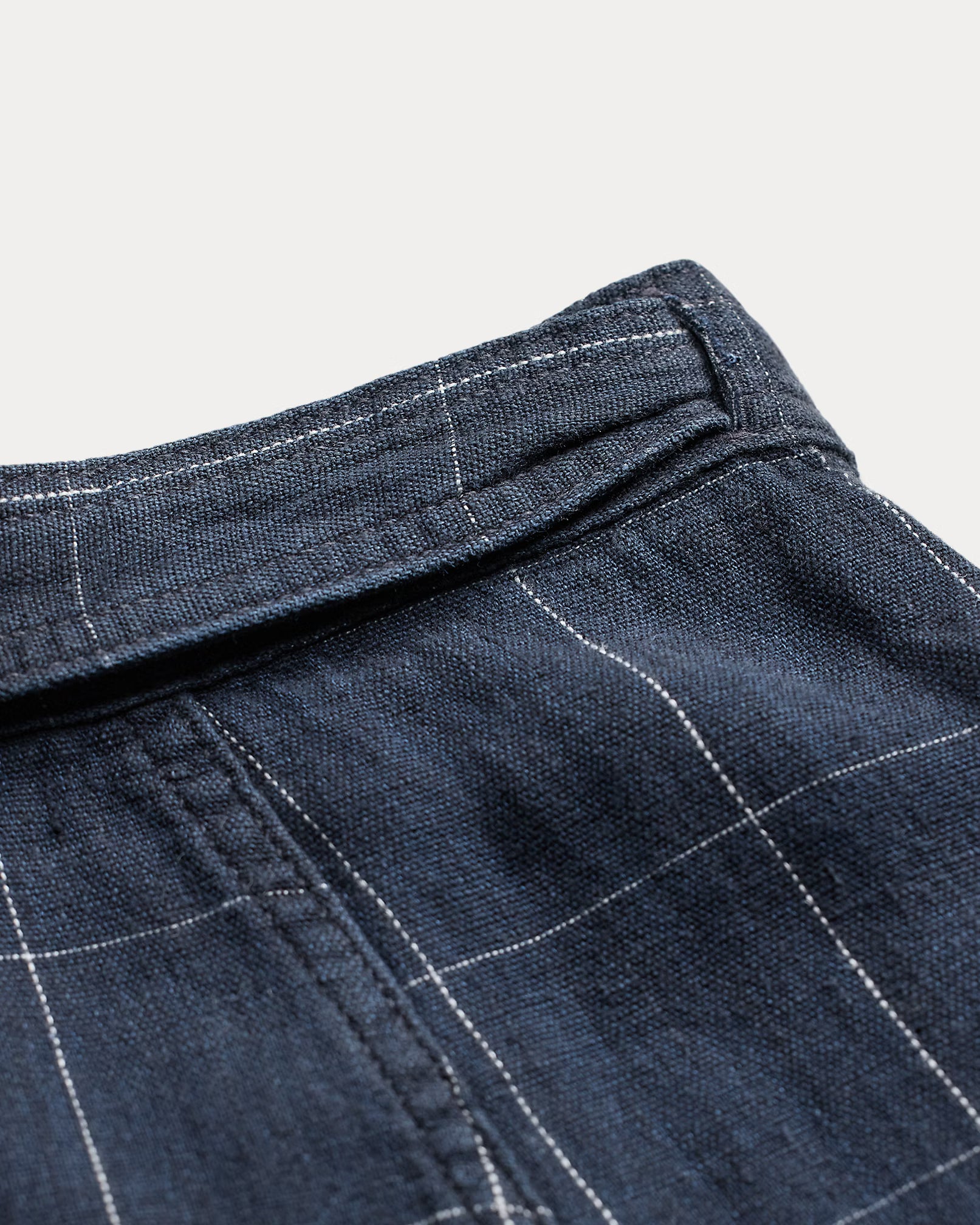 RRL Indigo Windowpane Linen Wrap Skirt