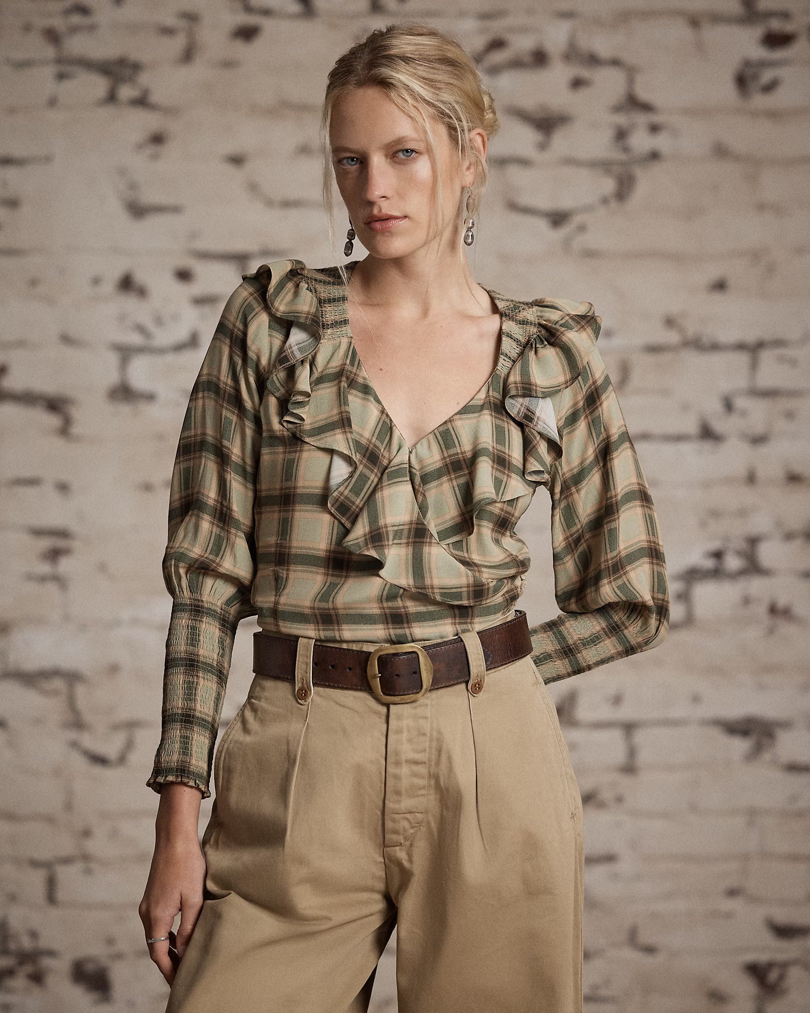 RRL Ombré Plaid Marocain Blouse