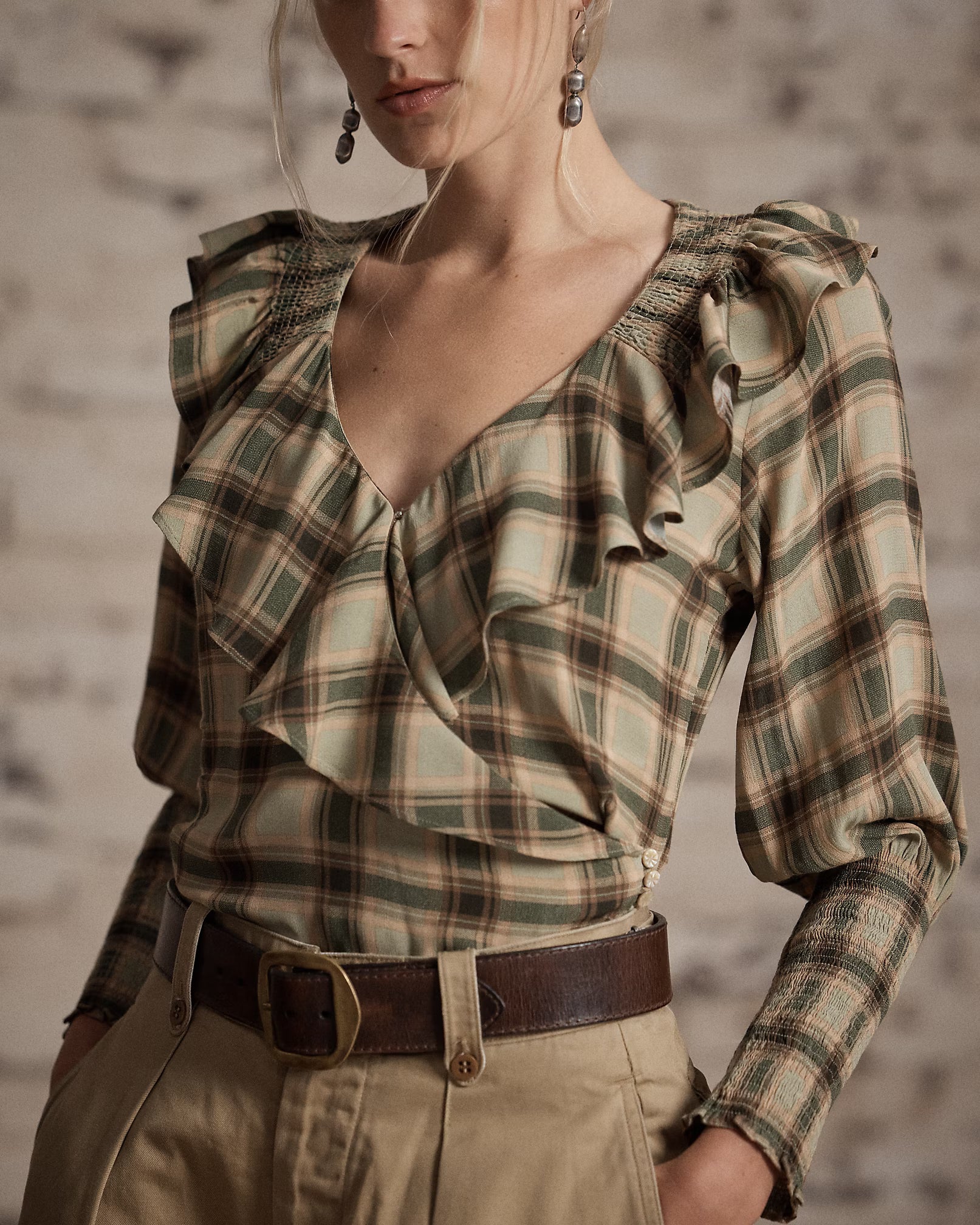 RRL Ombré Plaid Marocain Blouse