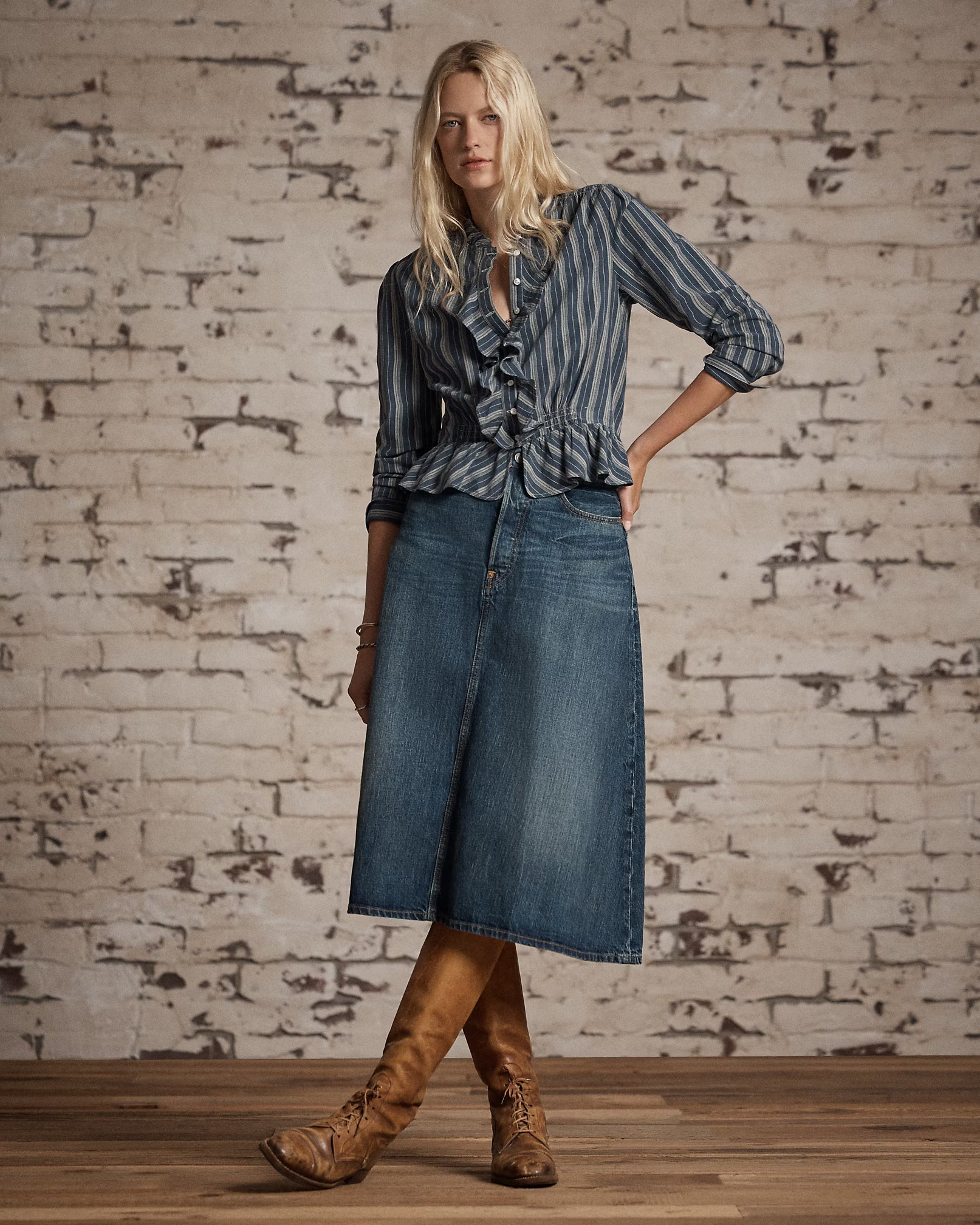 RRL Indigo Selvedge Denim Skirt