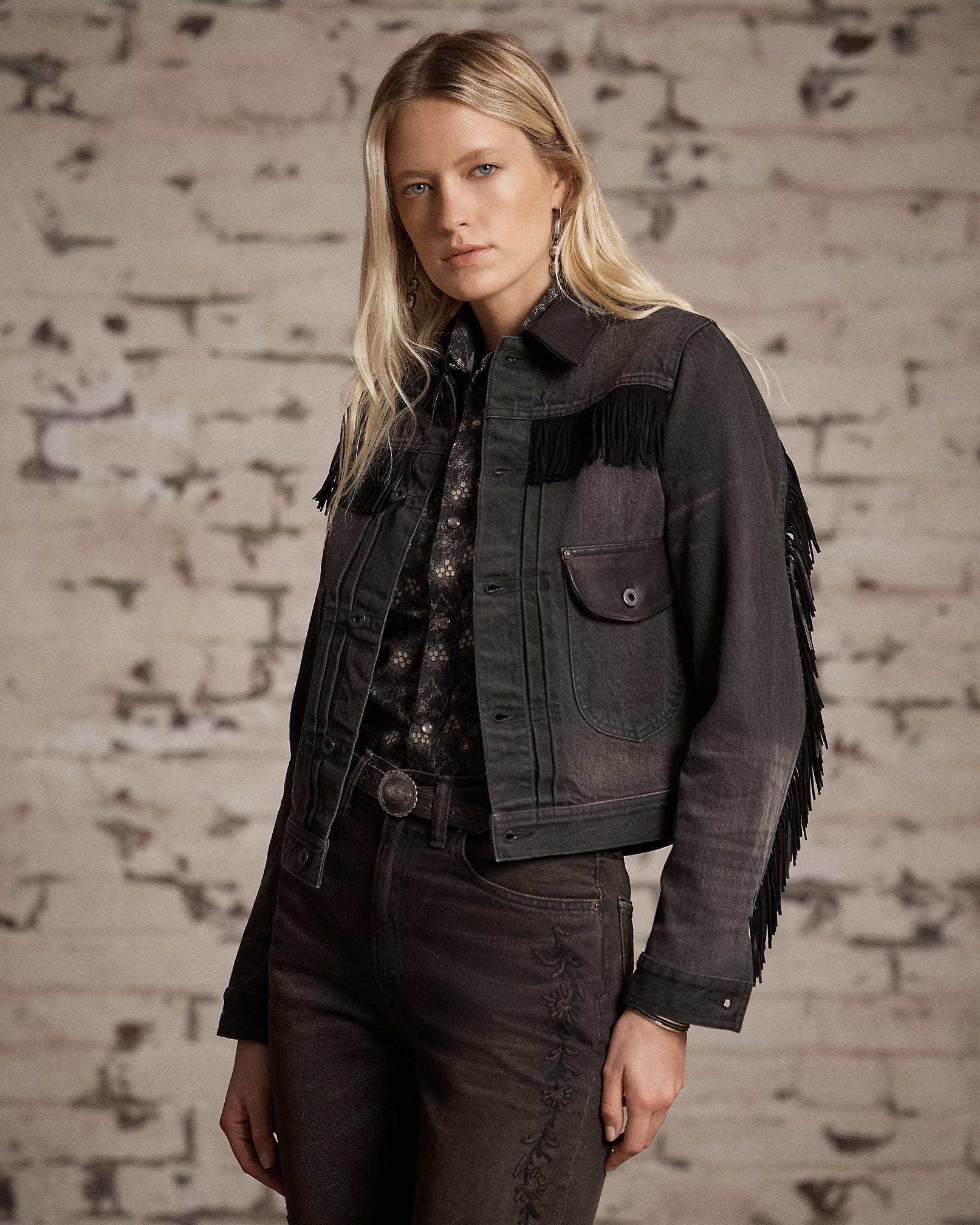 RRL Suede-Trim Denim Jacket