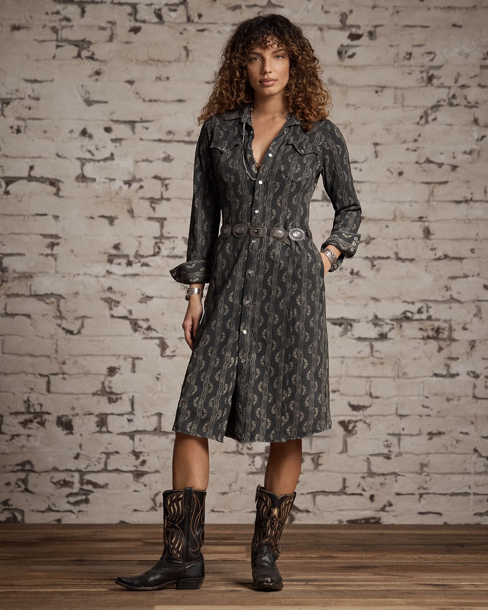 RRL Cotton-Linen Jersey Western Dress
