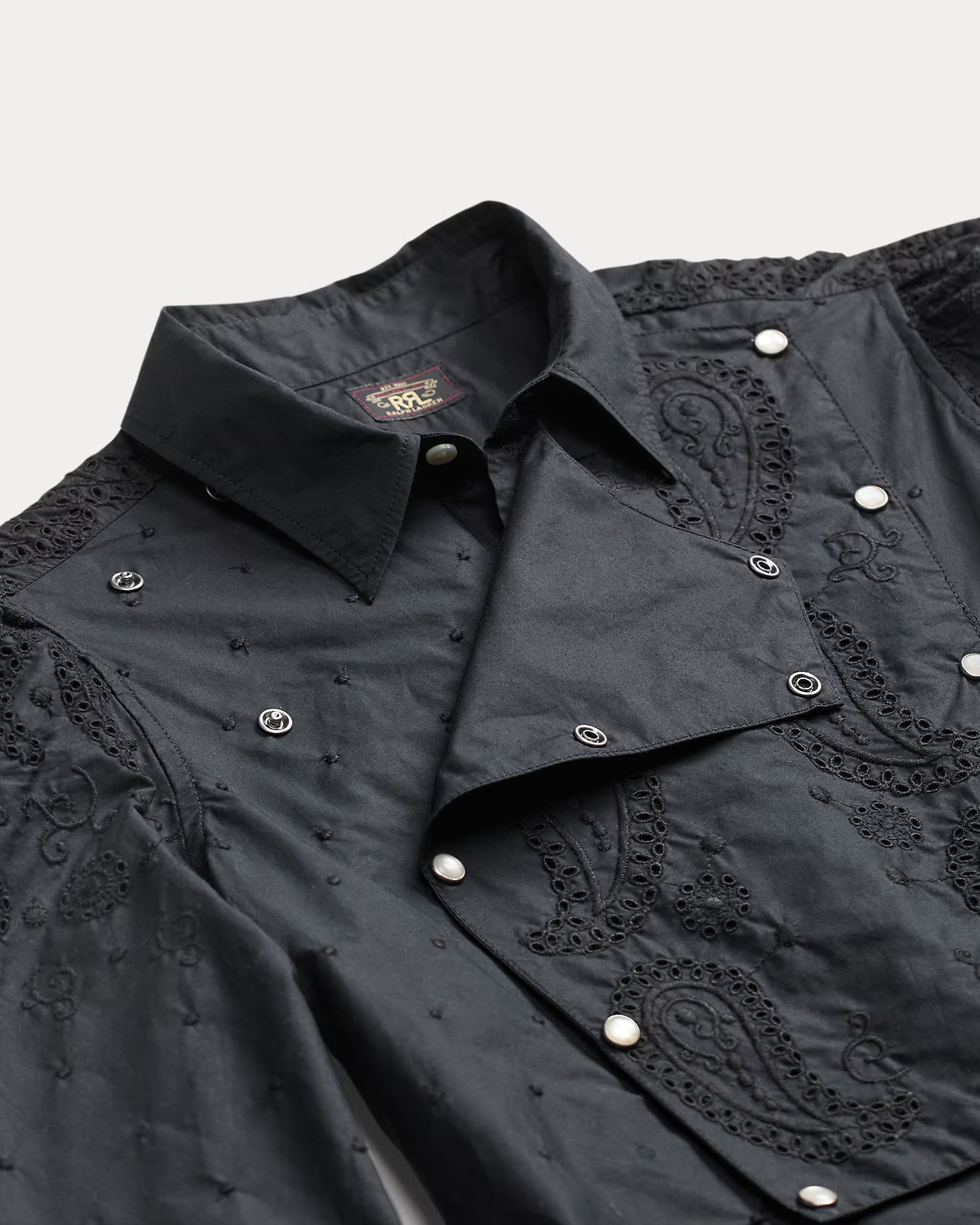 Embroidered Cotton Bib-Front Blouse