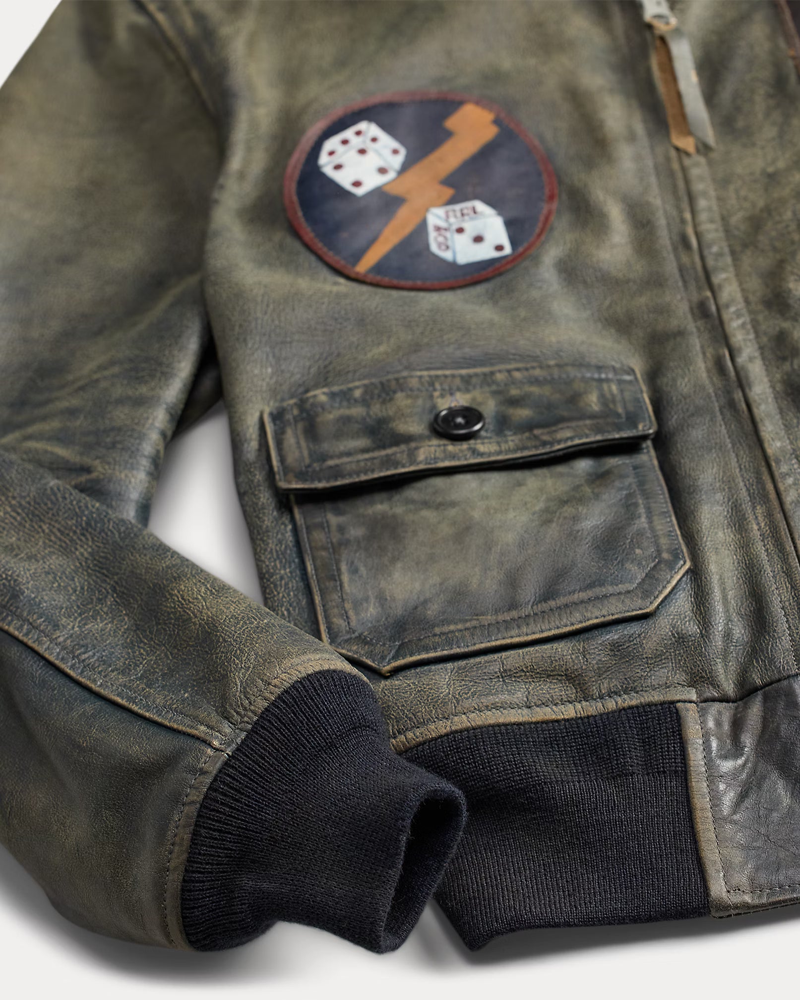 RRL Shearling-Collar Leather Flight Jacket