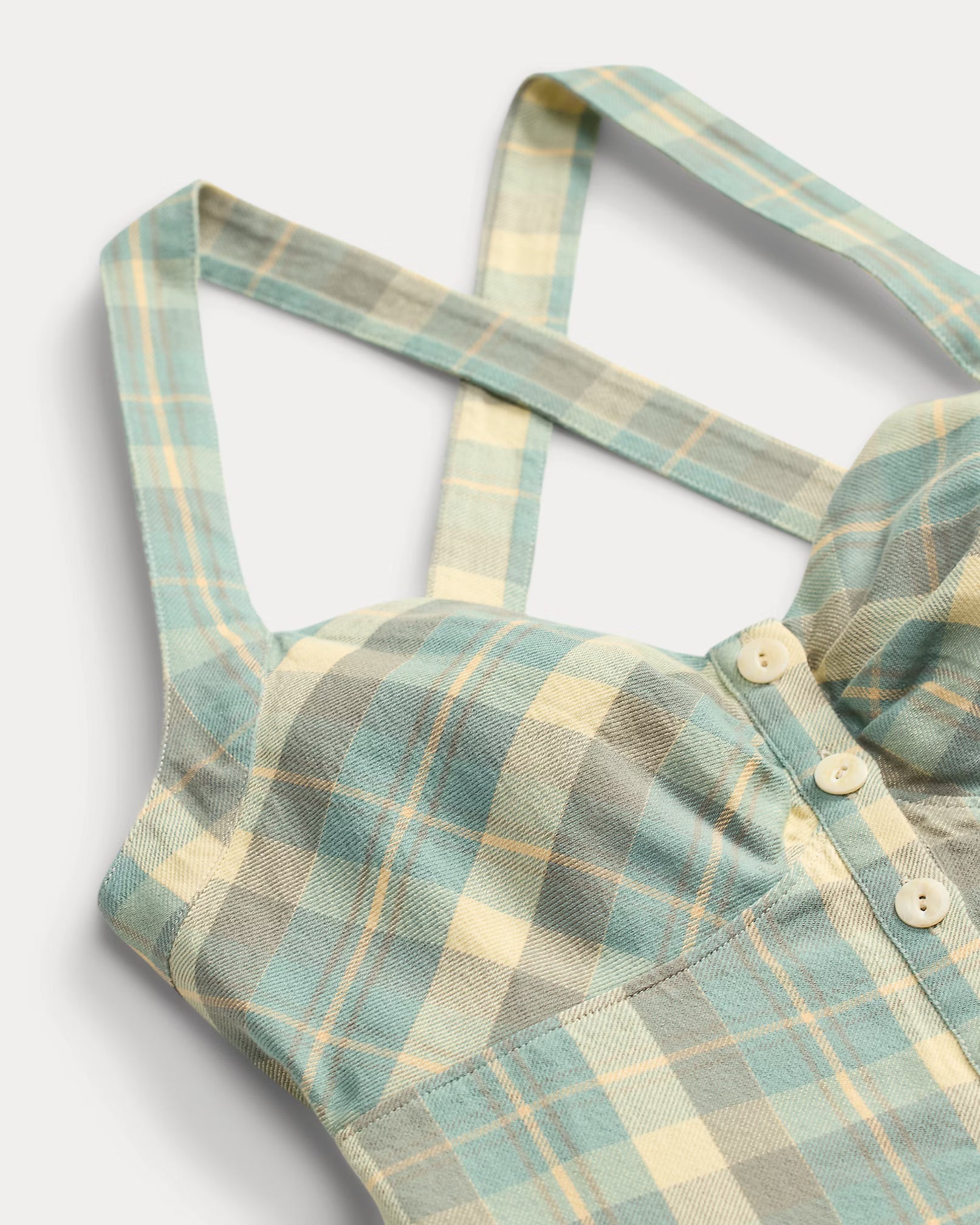 RRL Plaid Twill Button-Front Top