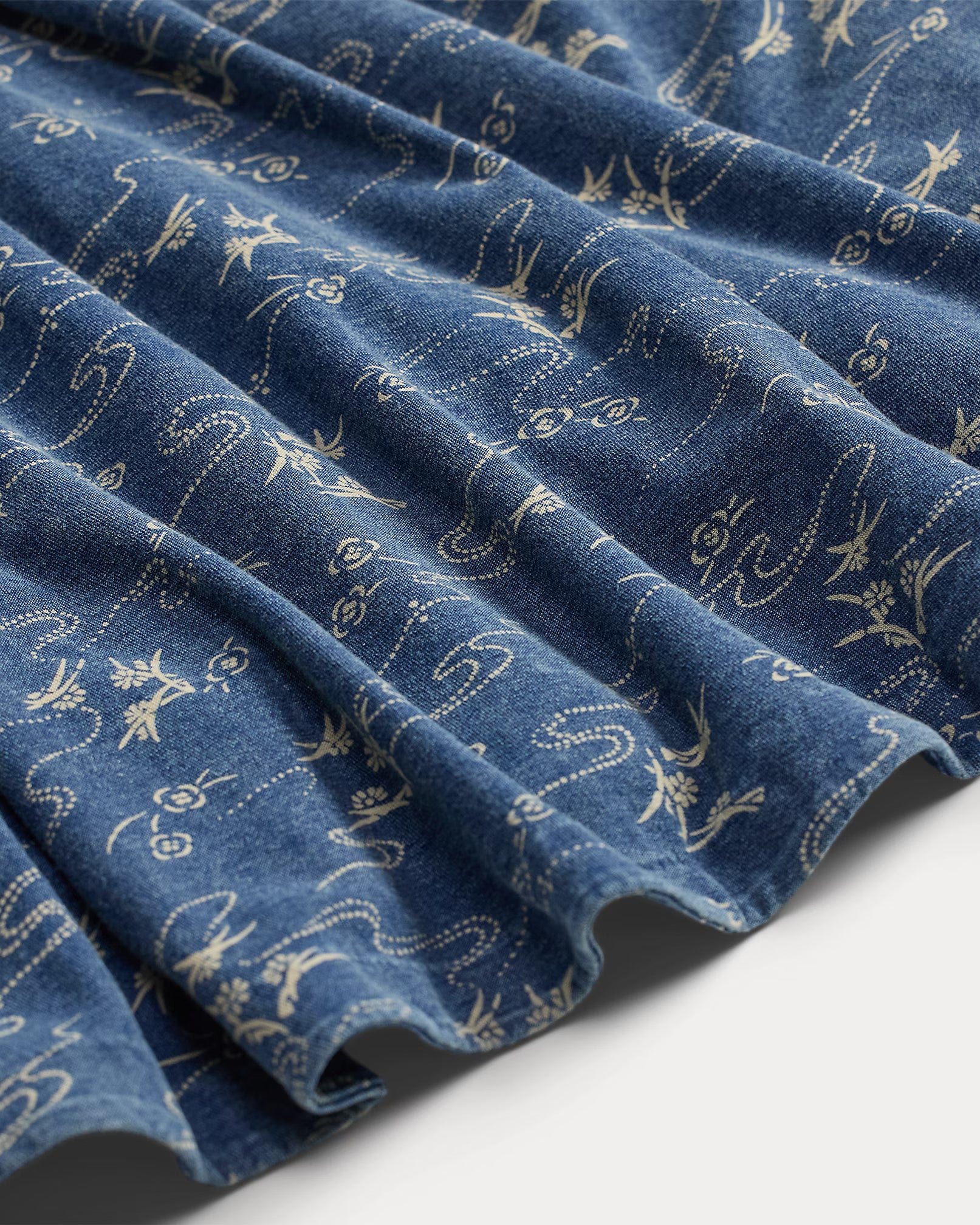 RRL Indigo Print Cotton Jersey Dress