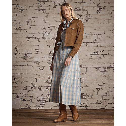 RRL Plaid Belted Midi Dress