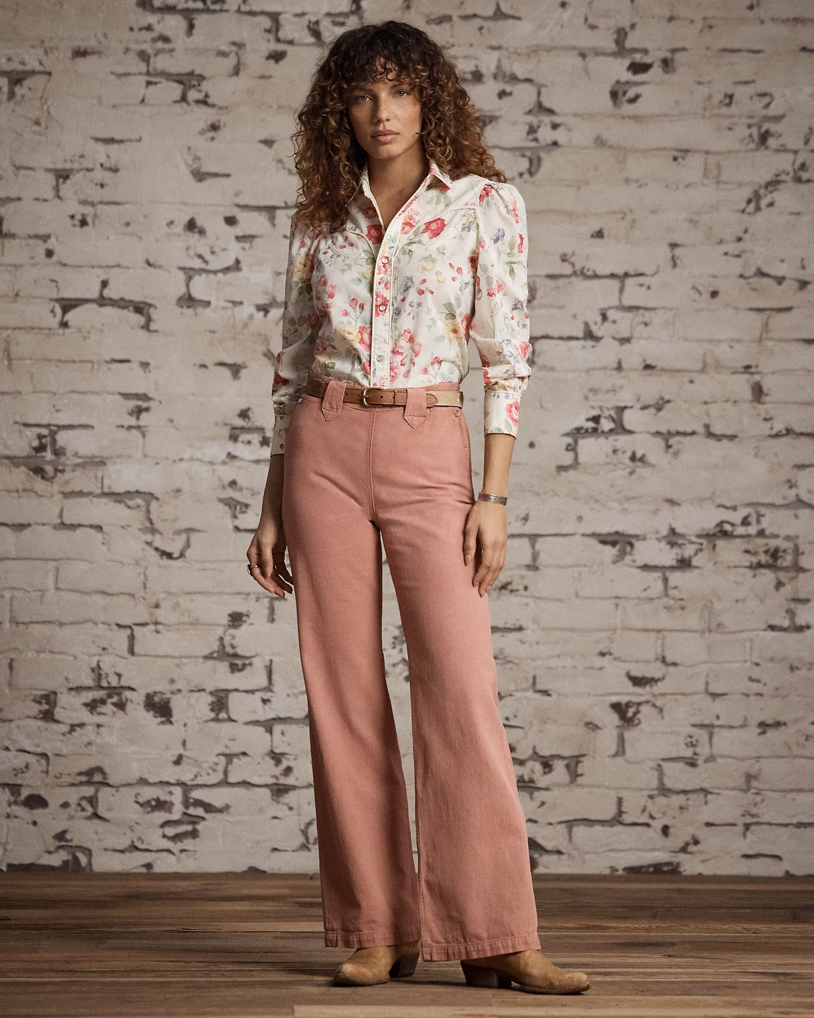 RRL Floral Cotton Voile Western Blouse